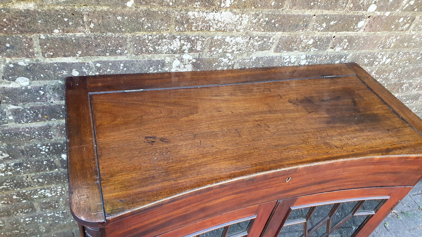 Rare Vintage Victorian Glazed Glass Cupboard With Box Compartment to Top Entryway Furniture.