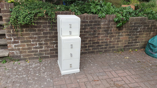 Thin Vintage Painted Shabby Chic Oak Flight or Chest of Drawers Farrow and Ball Storage