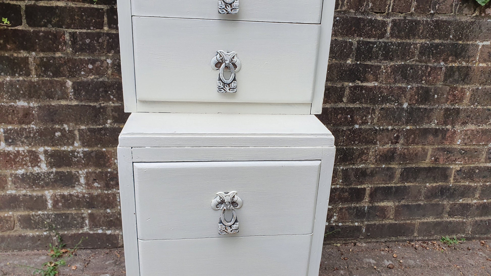 Thin Vintage Painted Shabby Chic Oak Flight or Chest of Drawers Farrow and Ball Storage