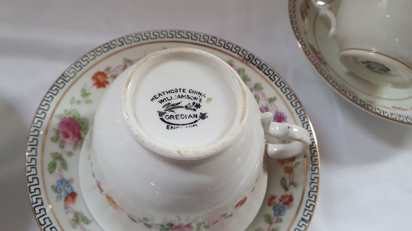 Vintage Late Victorian Floral Flower Tea Service Hand Painted