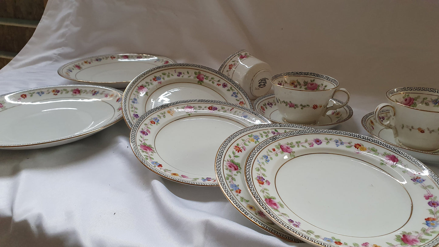 Vintage Late Victorian Floral Flower Tea Service Hand Painted