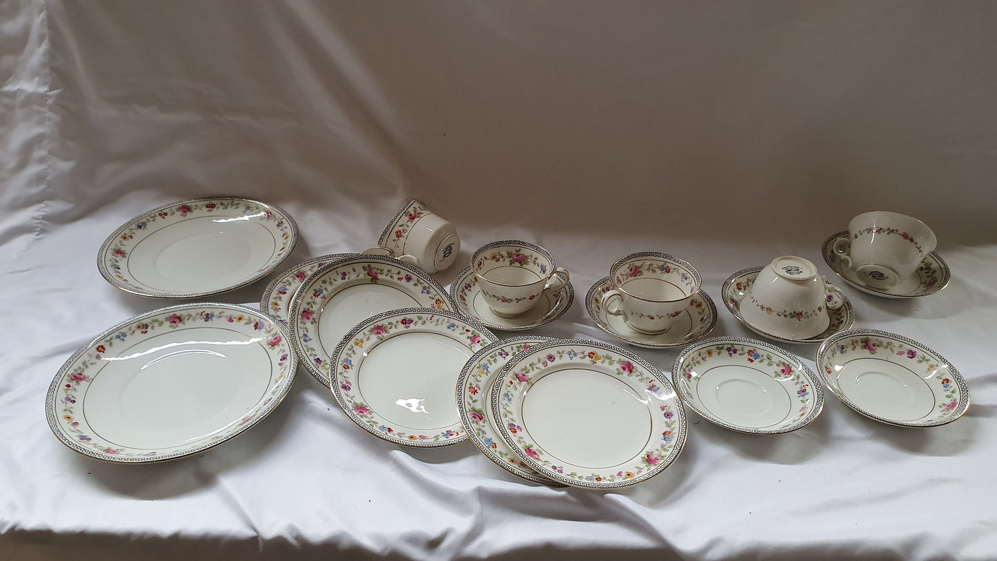 Vintage Late Victorian Floral Flower Tea Service Hand Painted