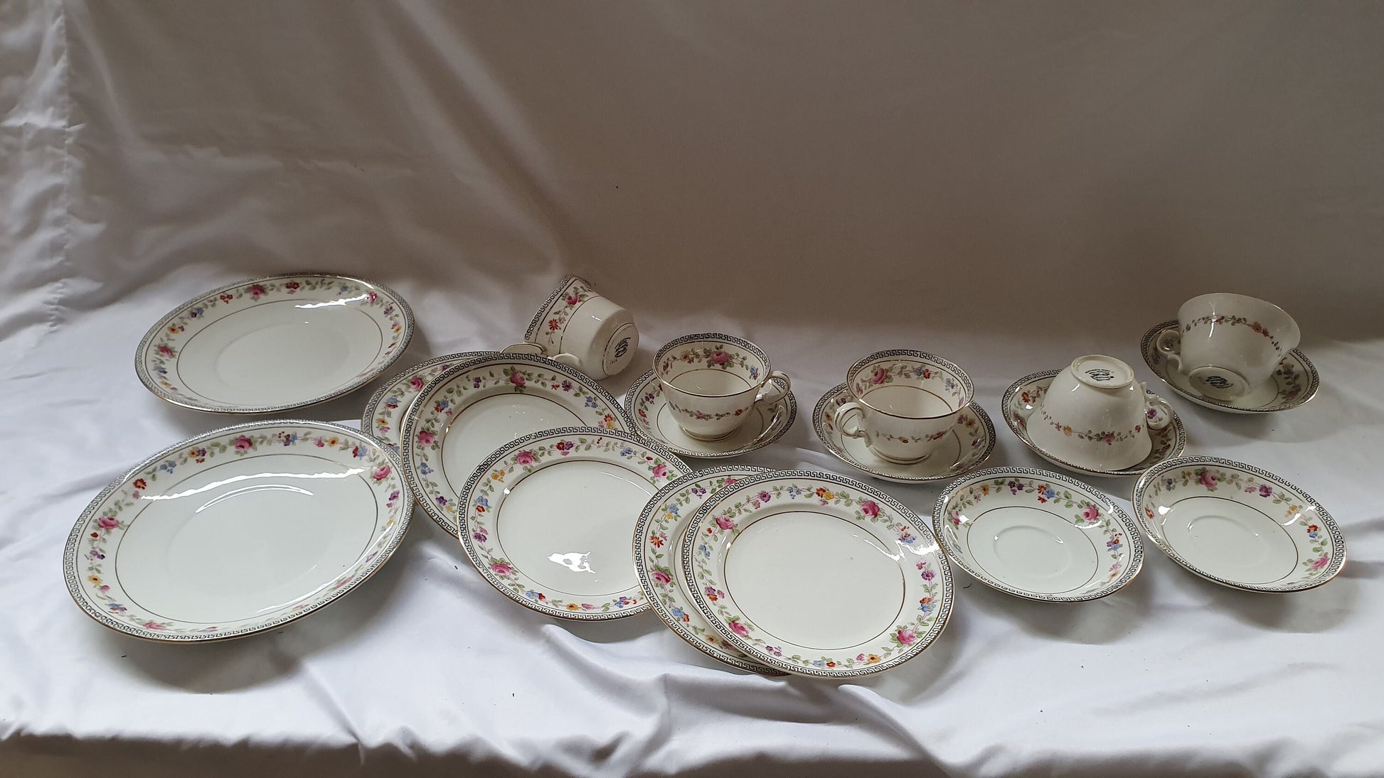 Vintage Late Victorian Floral Flower Tea Service Hand Painted