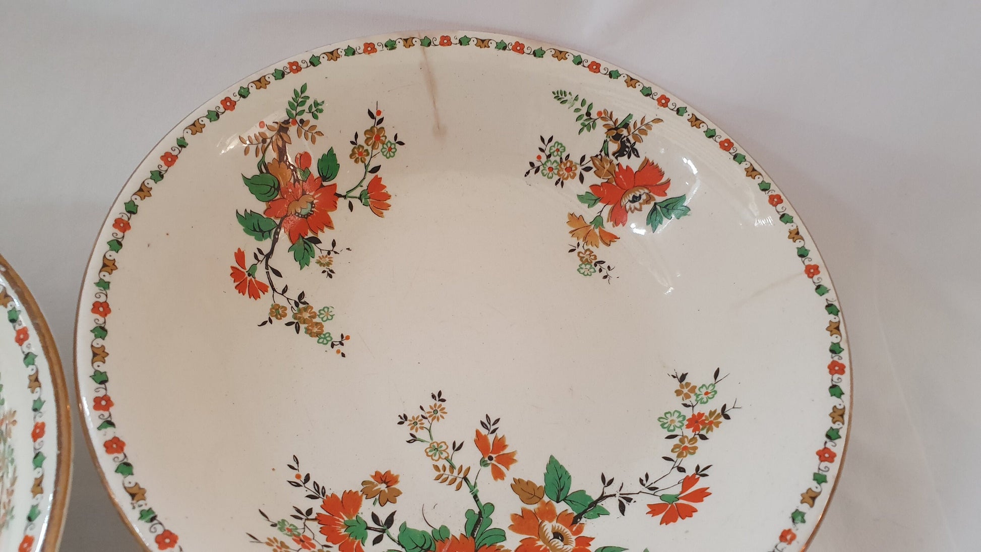 Vintage Sampson Bridgwood and Sons Part Dinner Service Red Green White