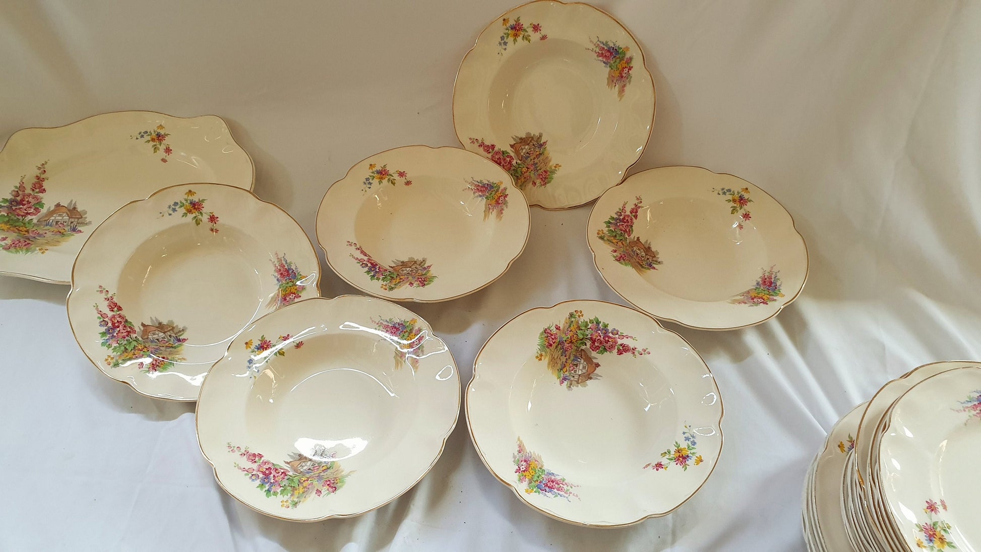 Charming ‘Pareek’ Vintage Retro Cottage Flowers Floral Dinner Service Johnson Brothers Hand Painted
