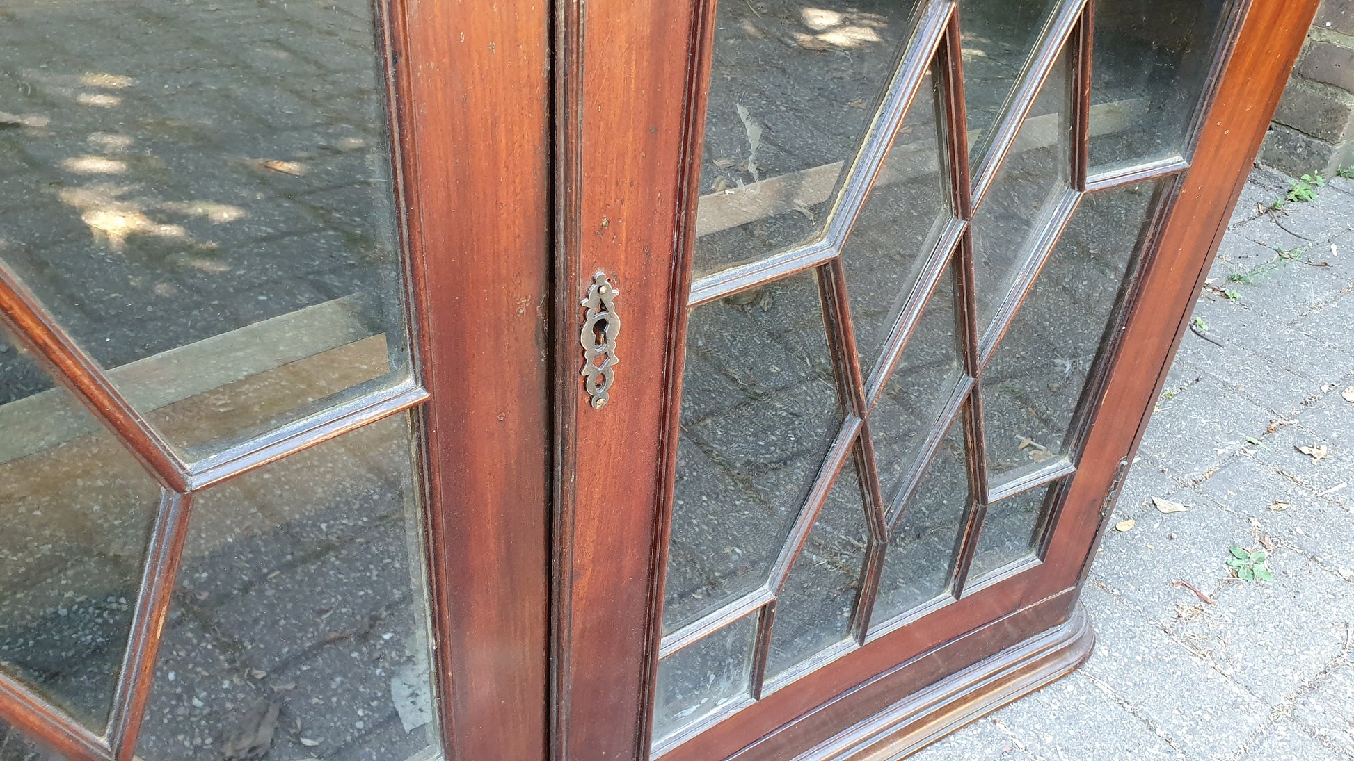 Rare Vintage Victorian Glazed Glass Cupboard With Box Compartment to Top Entryway Furniture.