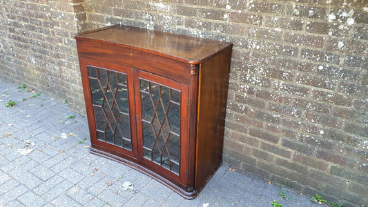 Rare Vintage Victorian Glazed Glass Cupboard With Box Compartment to Top Entryway Furniture.