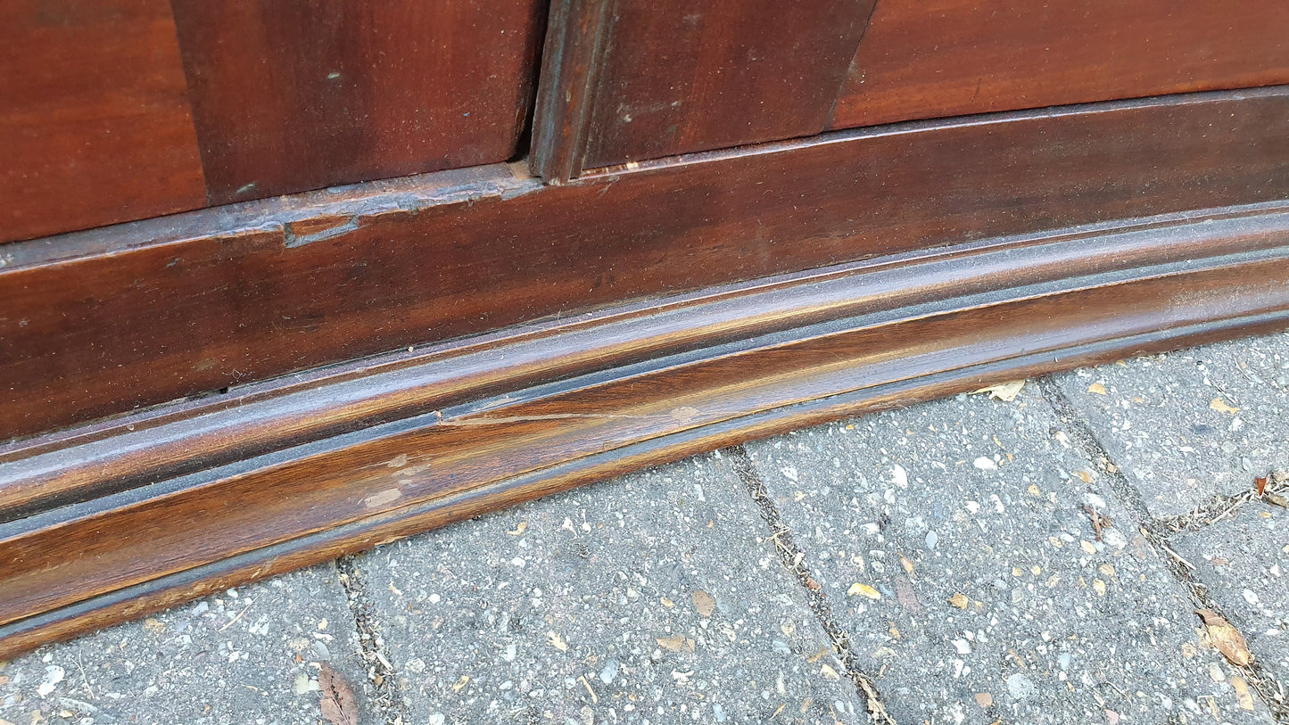 Rare Vintage Victorian Glazed Glass Cupboard With Box Compartment to Top Entryway Furniture.