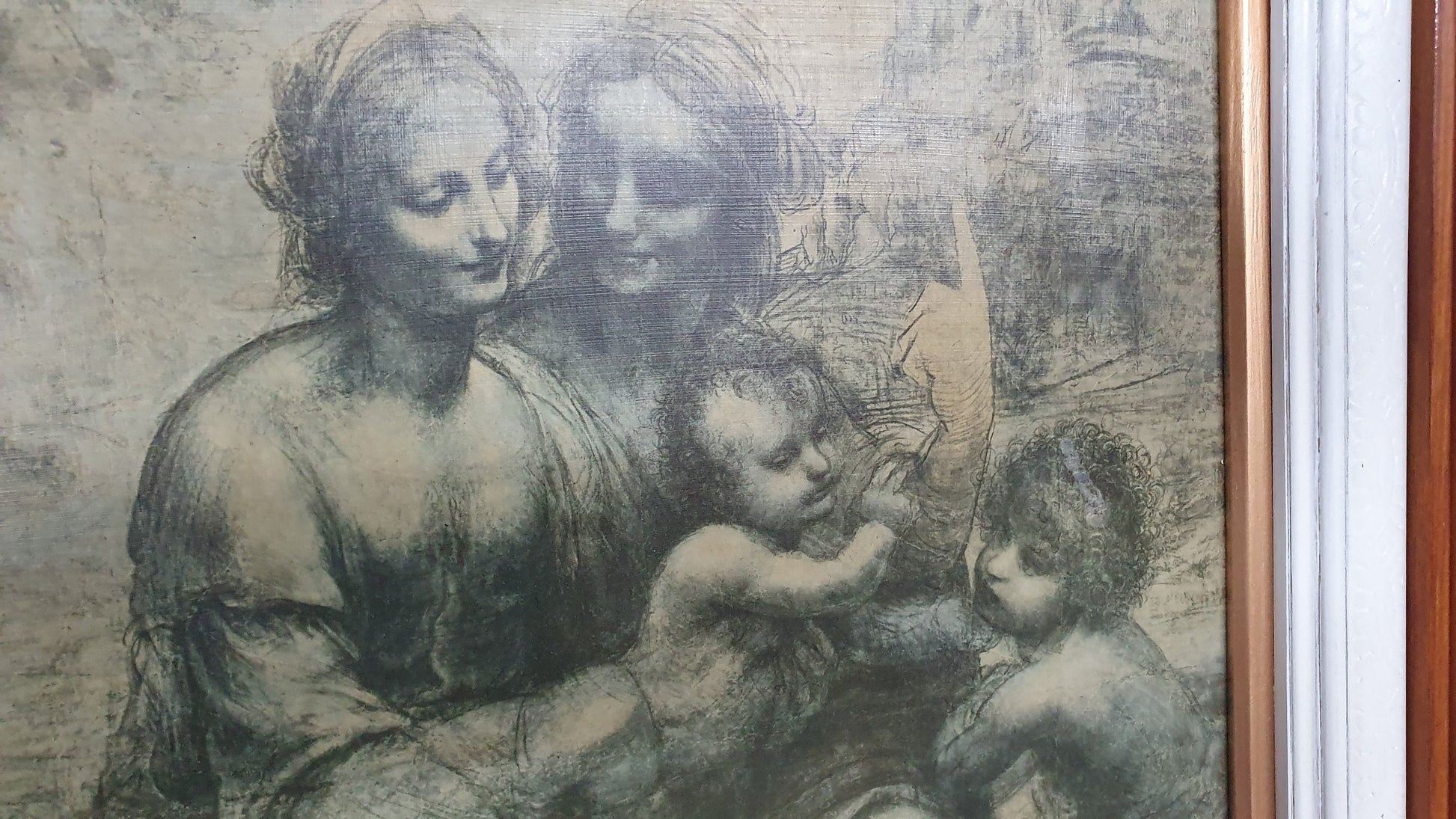 Large Da Vinci Masterpiece Print in Opulent Handmade Wooden Frame.