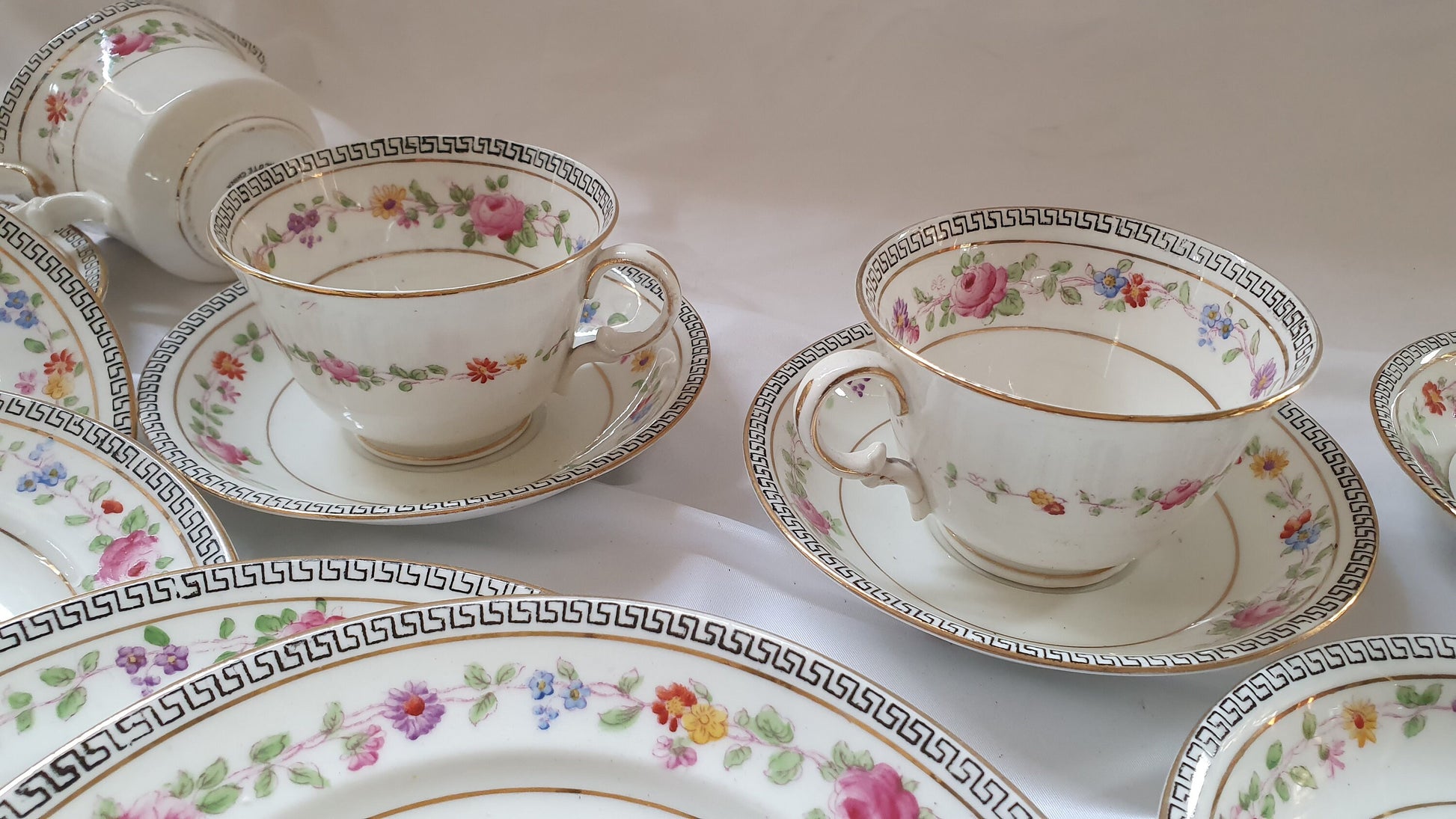 Vintage Late Victorian Floral Flower Tea Service Hand Painted
