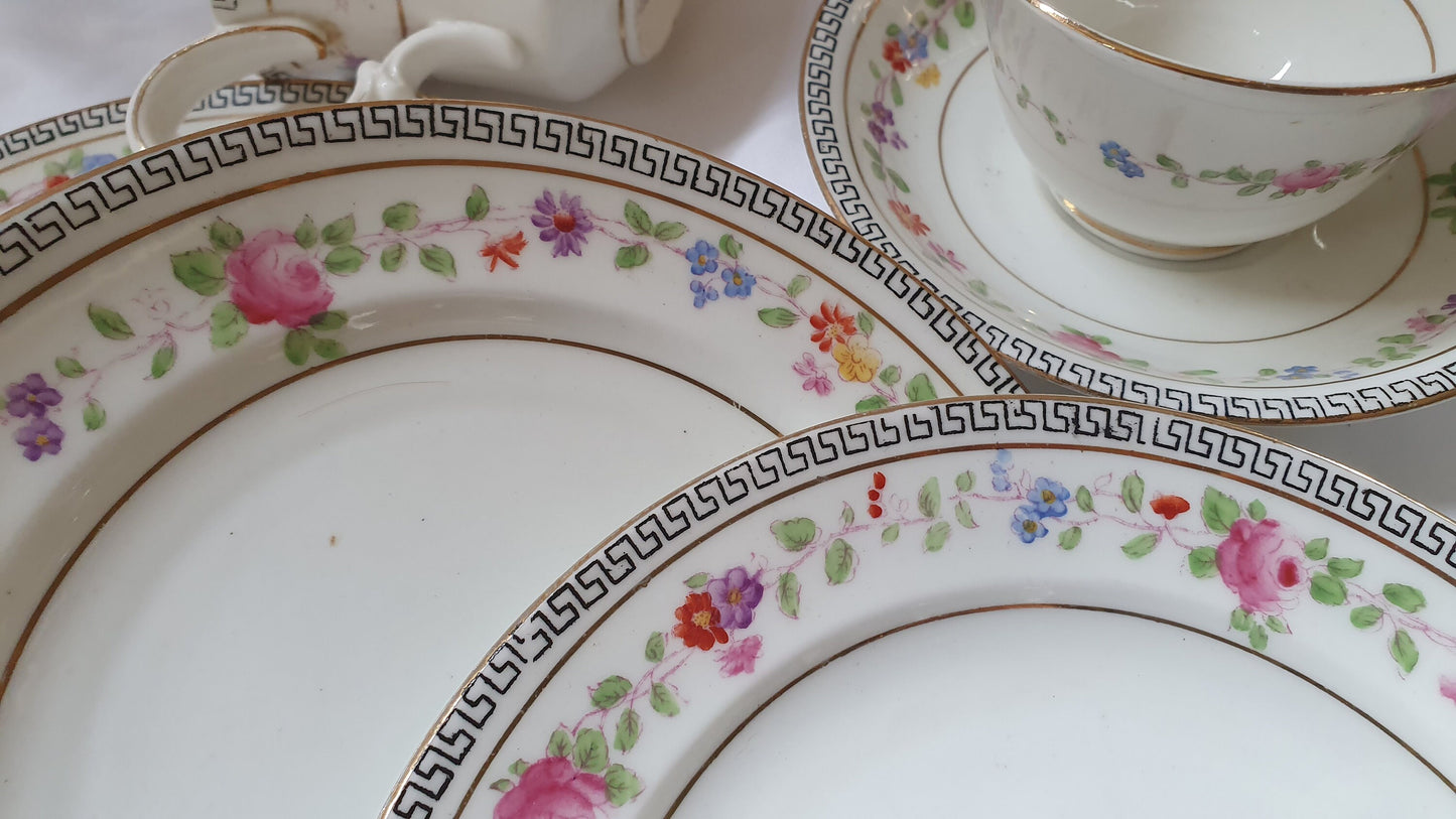 Vintage Late Victorian Floral Flower Tea Service Hand Painted