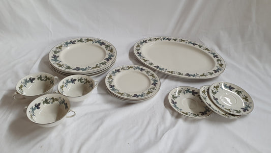 Part Dinner Service Royal Doulton Burgundy Bone China