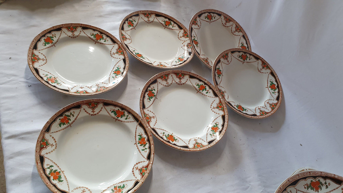 Large Vintage Ceramic Tea Service Diadem and Osborne. Tea Party! 24 Pieces. Early 20th Century. Tea Set