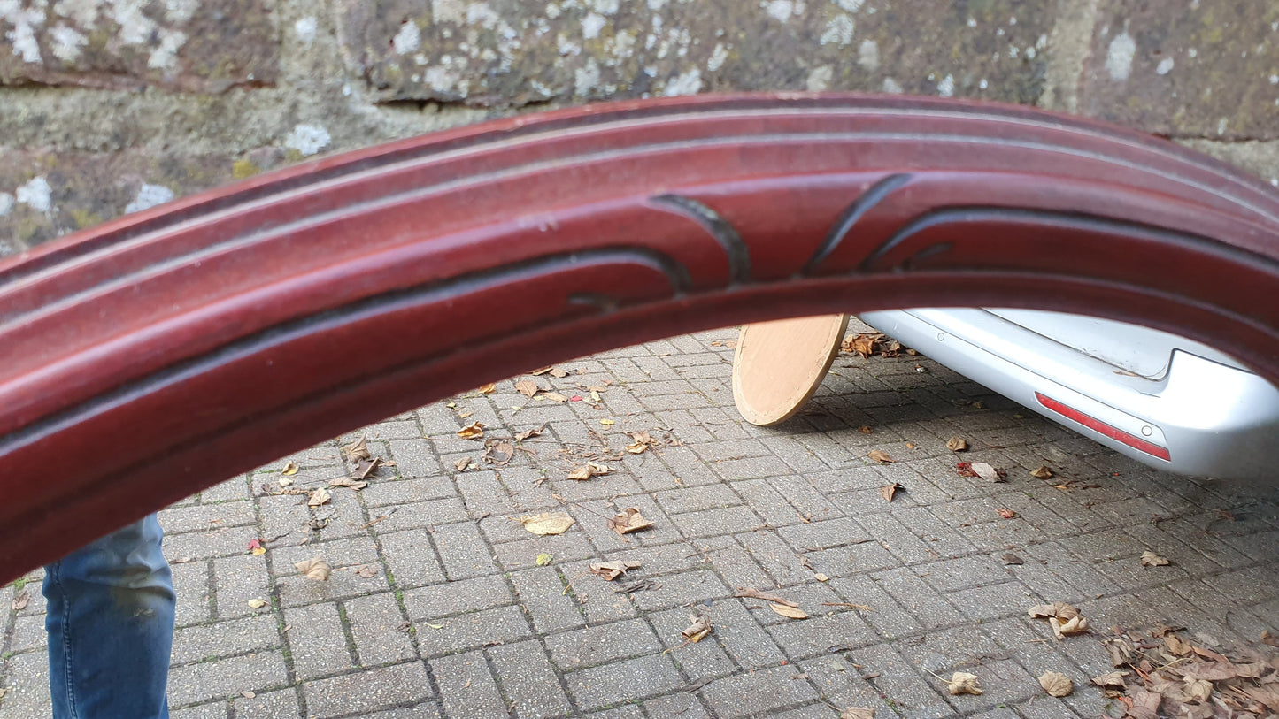 Large Vintage Teak Oriental Oval Wall Mirror