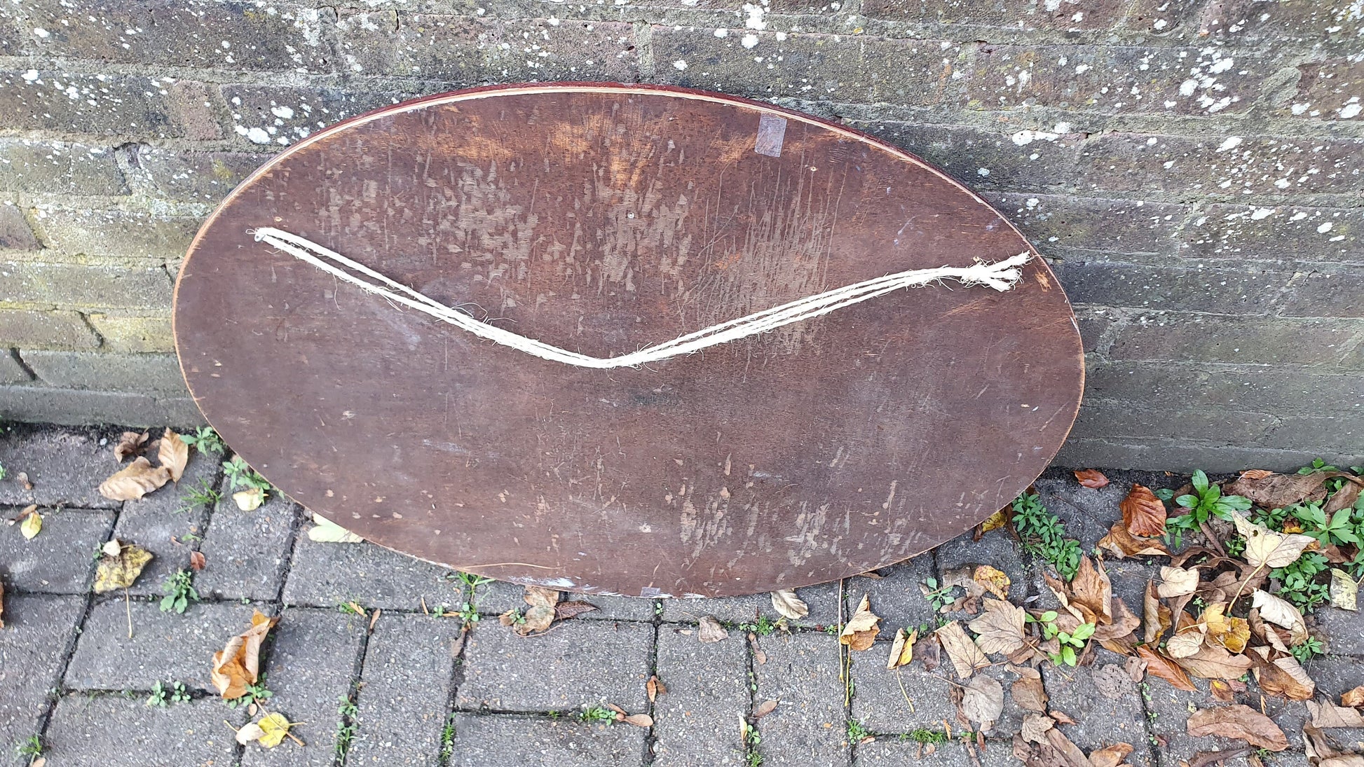 Large Vintage Teak Oriental Oval Wall Mirror