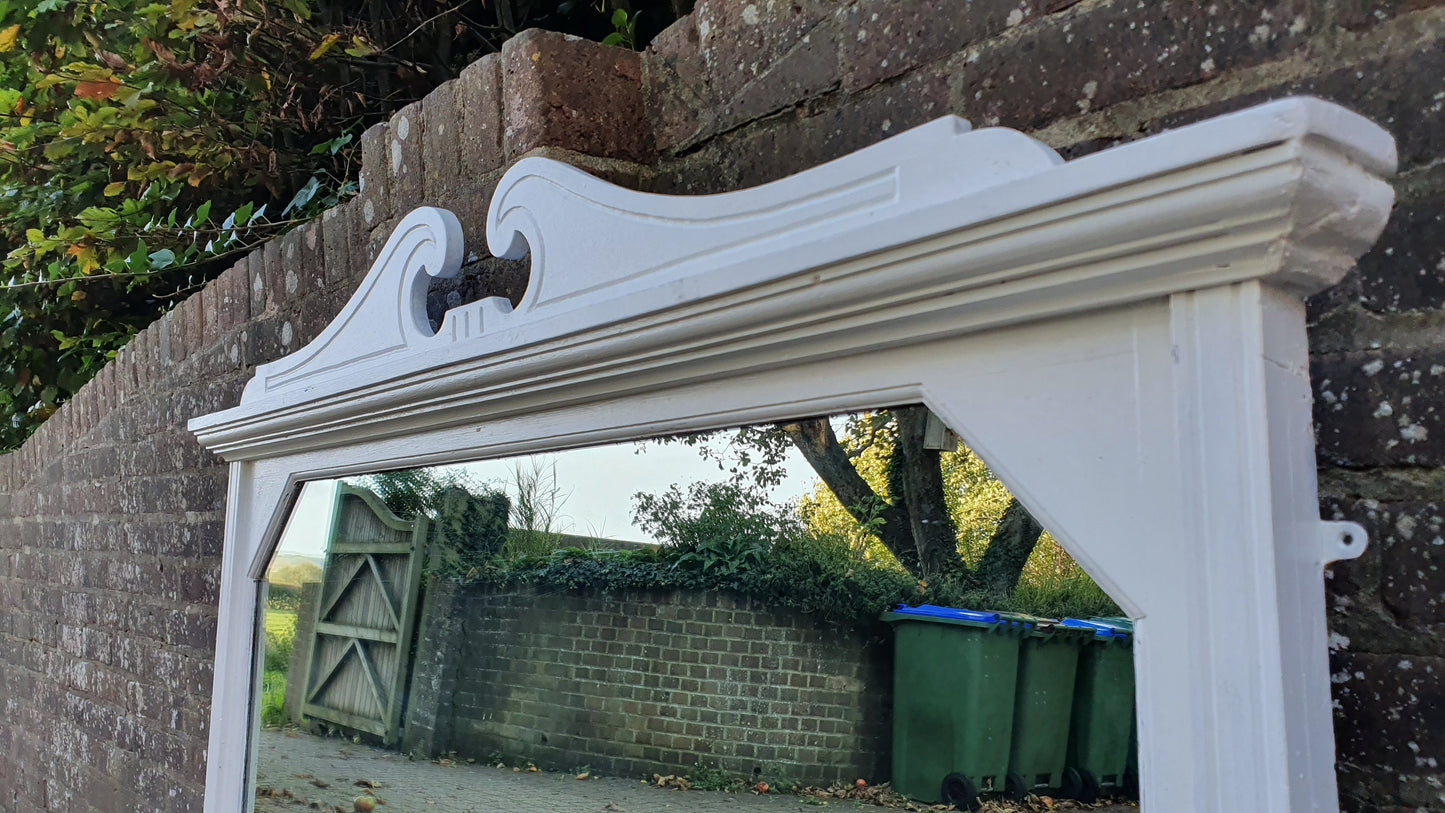 Huge Painted Over Mantel Mirror Oak Mantle Farrow and Ball Wimborne White