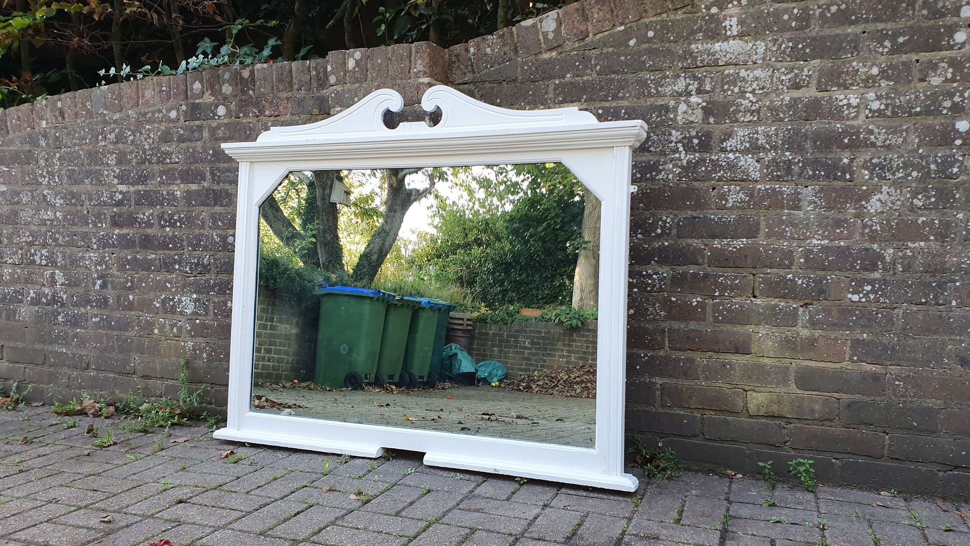 Huge Painted Over Mantel Mirror Oak Mantle Farrow and Ball Wimborne White