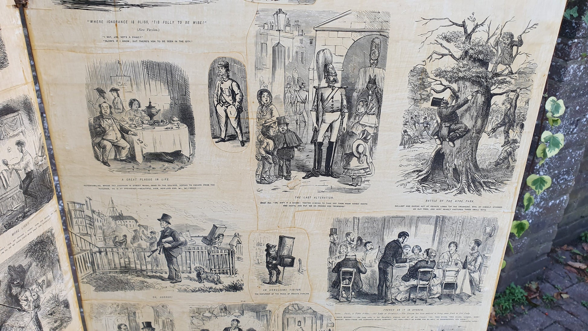 Amazing Vintage 4 Fold Screen Decoupage if Punch Cartoons Vanity Screen