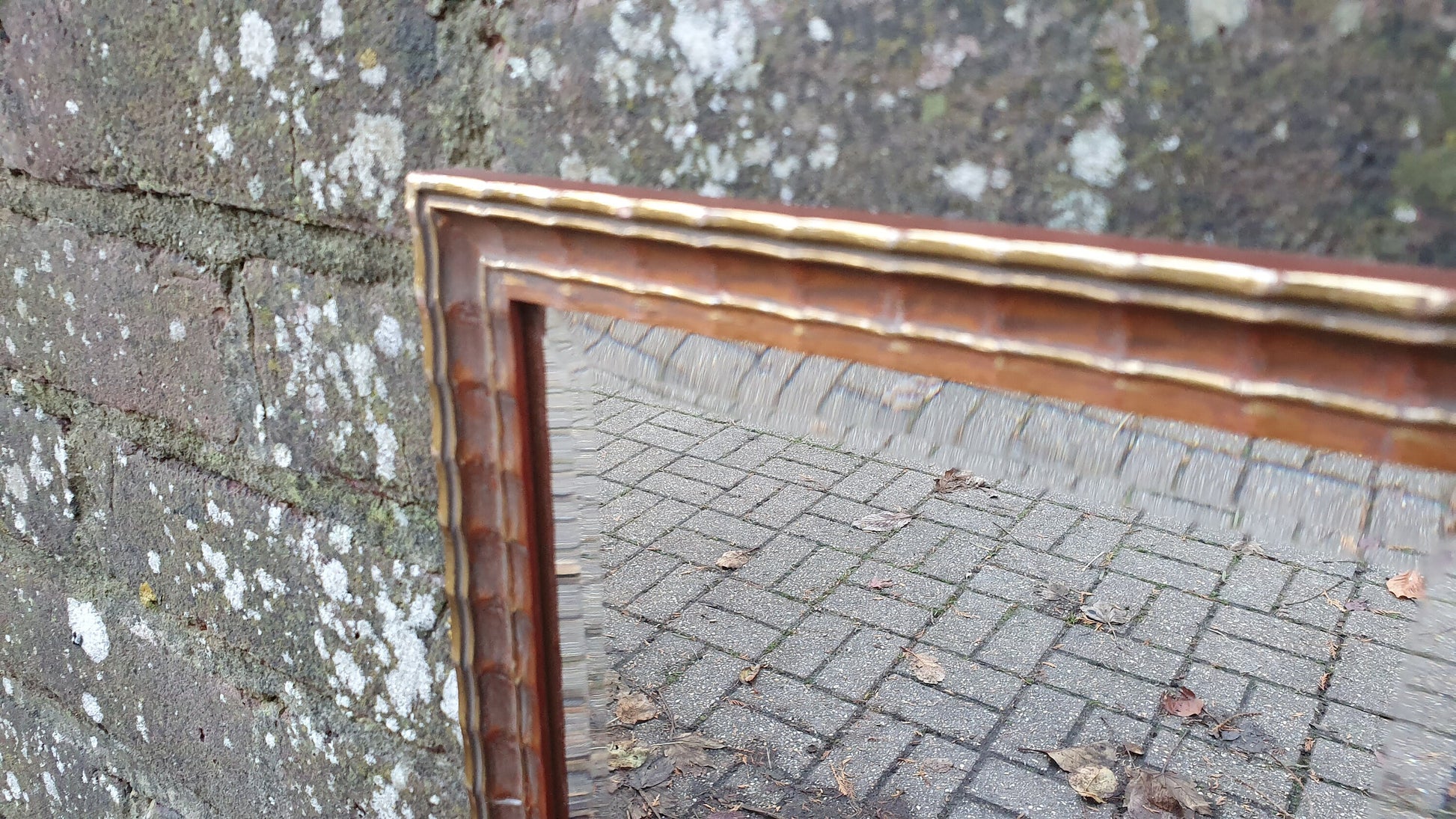 Charming Small Painted and Gold Gilt Wall Mirror
