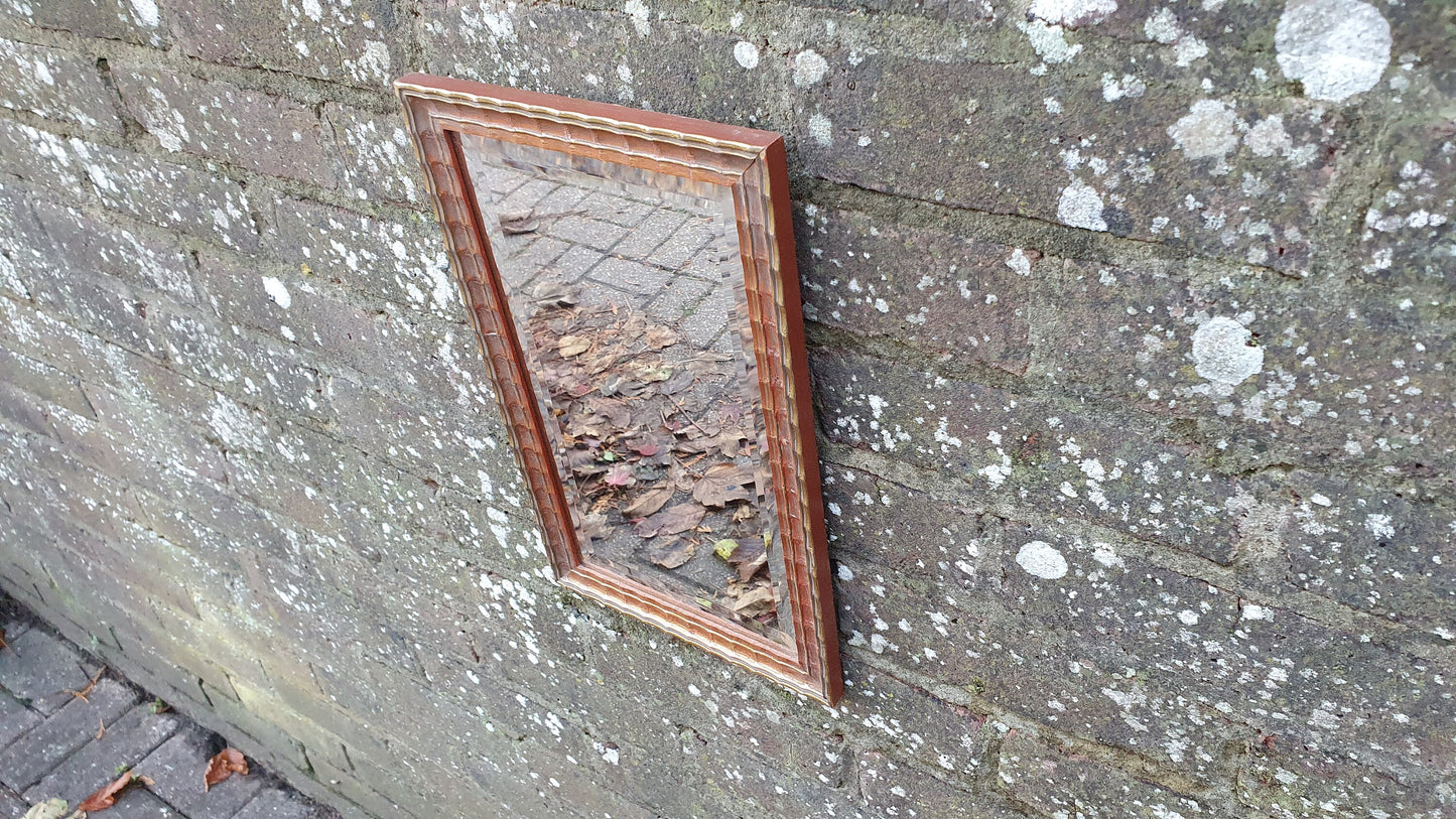 Charming Small Painted and Gold Gilt Wall Mirror