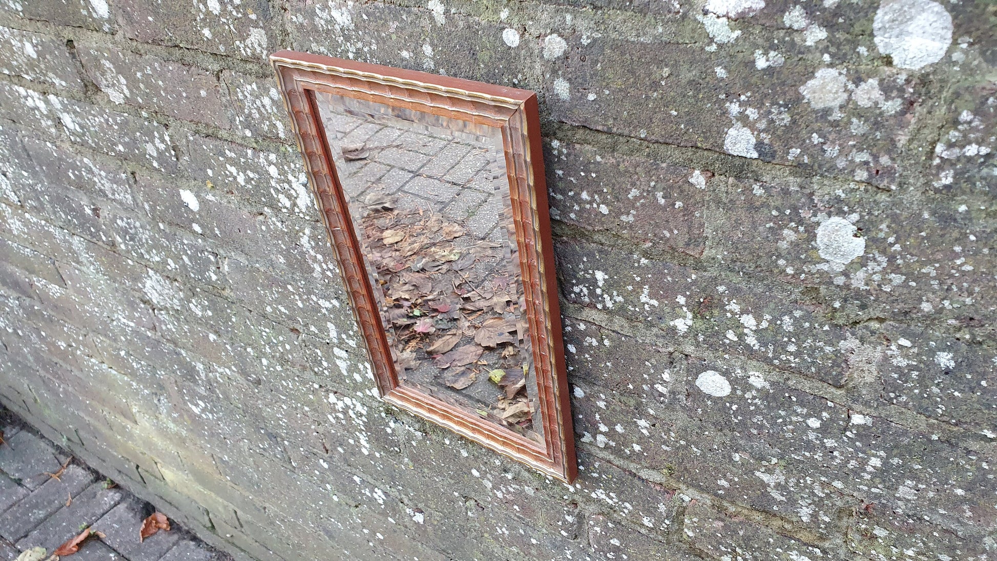 Charming Small Painted and Gold Gilt Wall Mirror