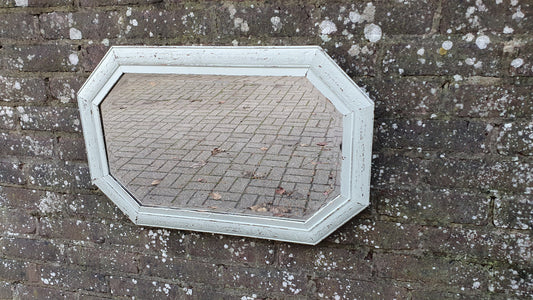 Vintage Painted Wall Mirror Made of Oak.