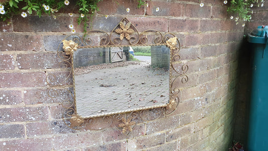 Metal Vintage Retro Classic Metal Wall Mirror Flower Motif