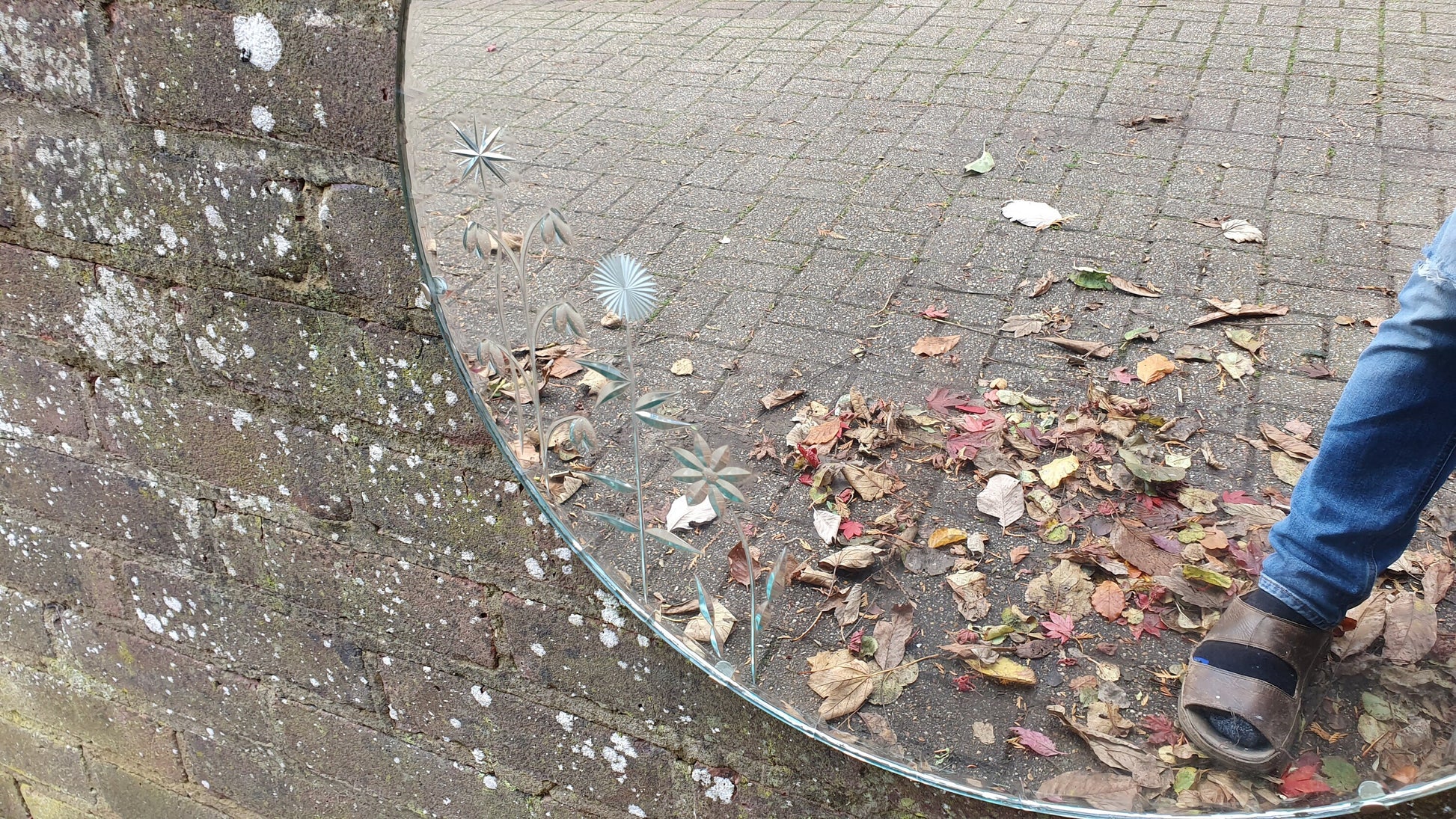 Superb Top Quality Classic Round Retro Mirror Floral Etched Decoration French