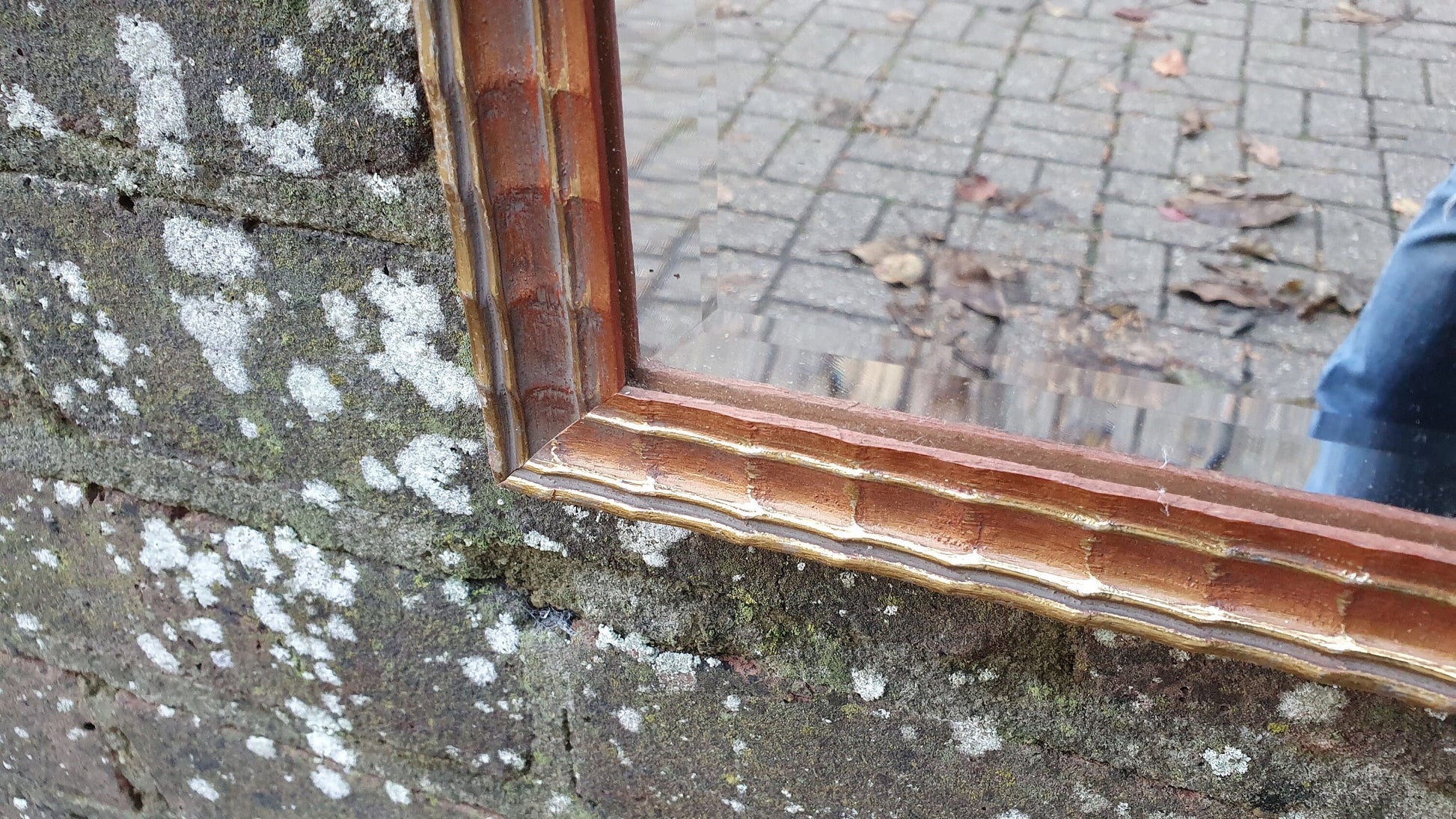 Charming Small Painted and Gold Gilt Wall Mirror