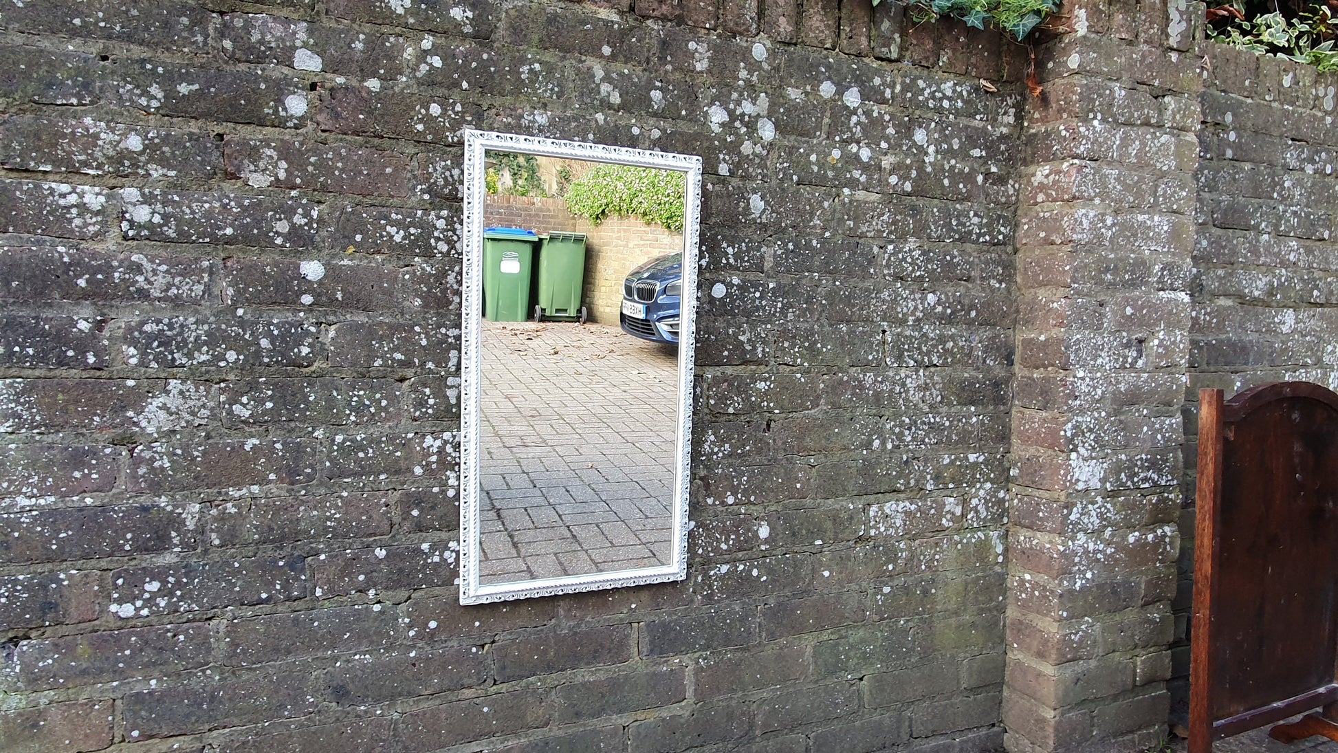 Vintage Pierced Painted Wall Mirror in Farrow and Ball Wimborne White.