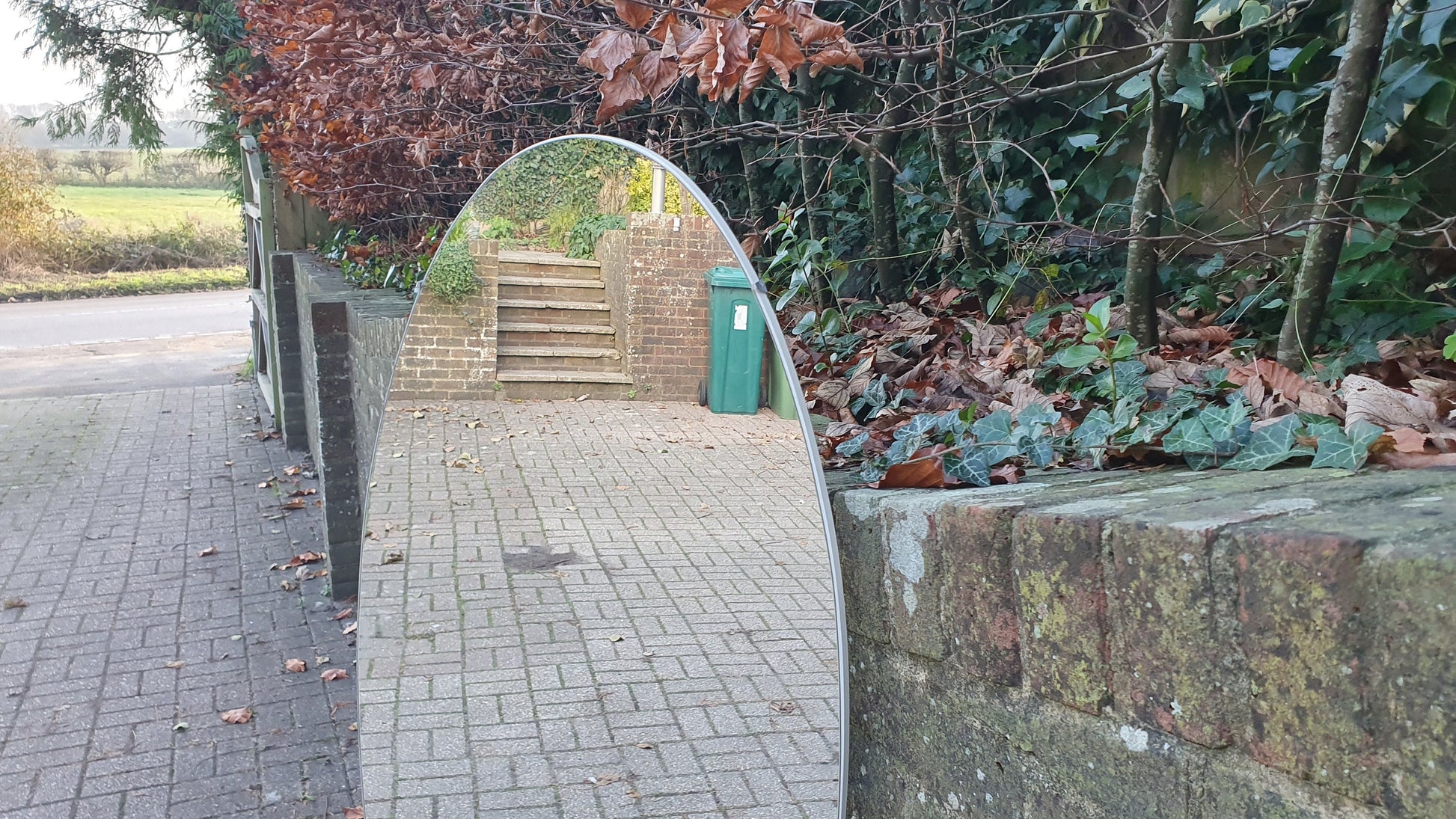 Frameless Oval Imposing Vintage Retro 1970s Rare Floating Mirror.