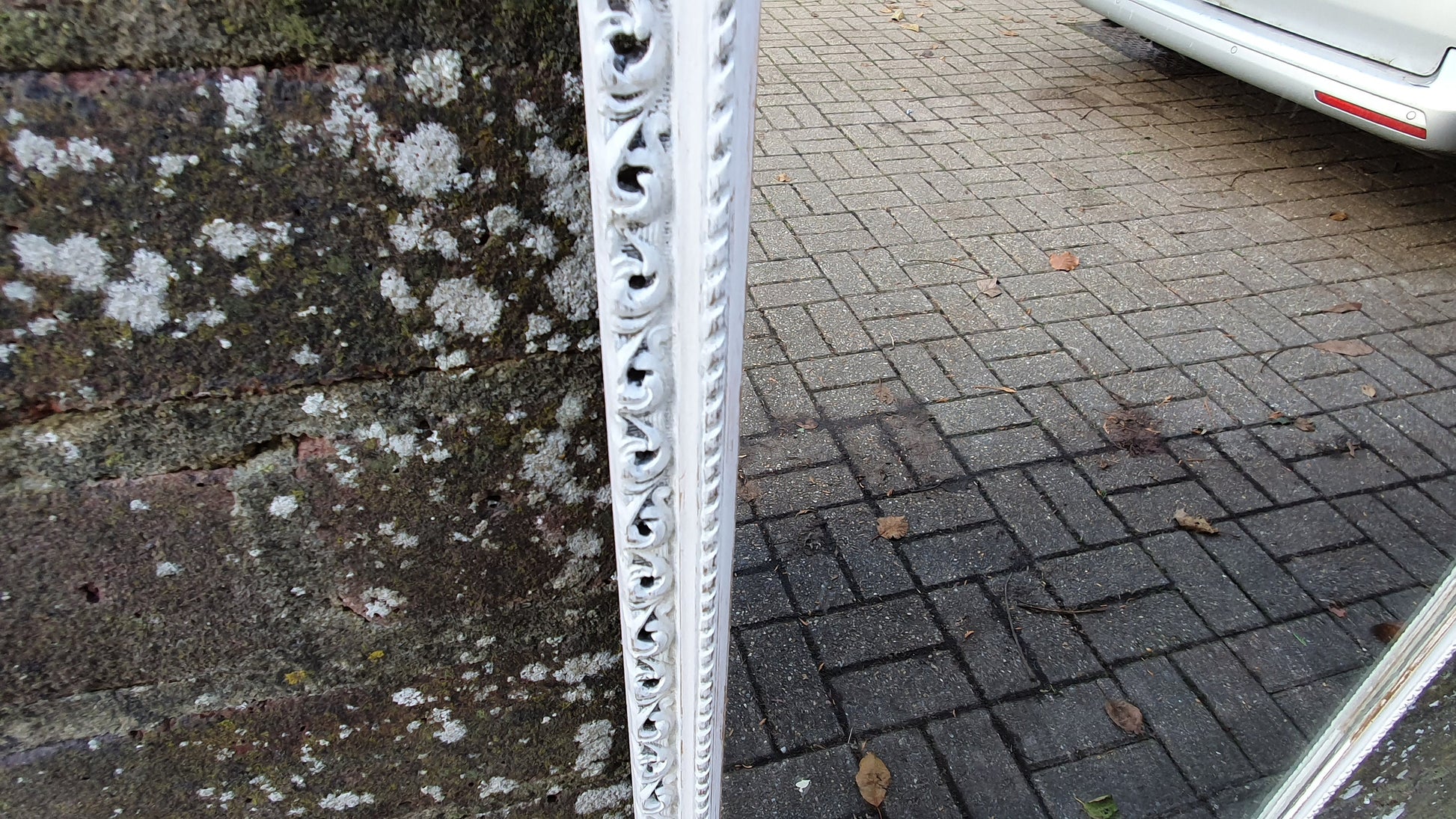 Vintage Pierced Painted Wall Mirror in Farrow and Ball Wimborne White.