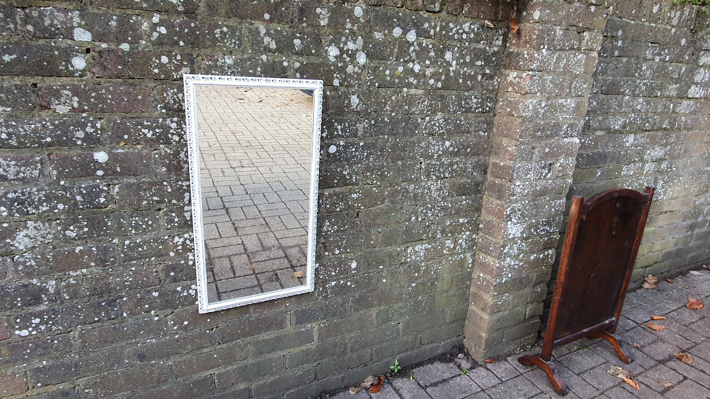 Vintage Pierced Painted Wall Mirror in Farrow and Ball Wimborne White.