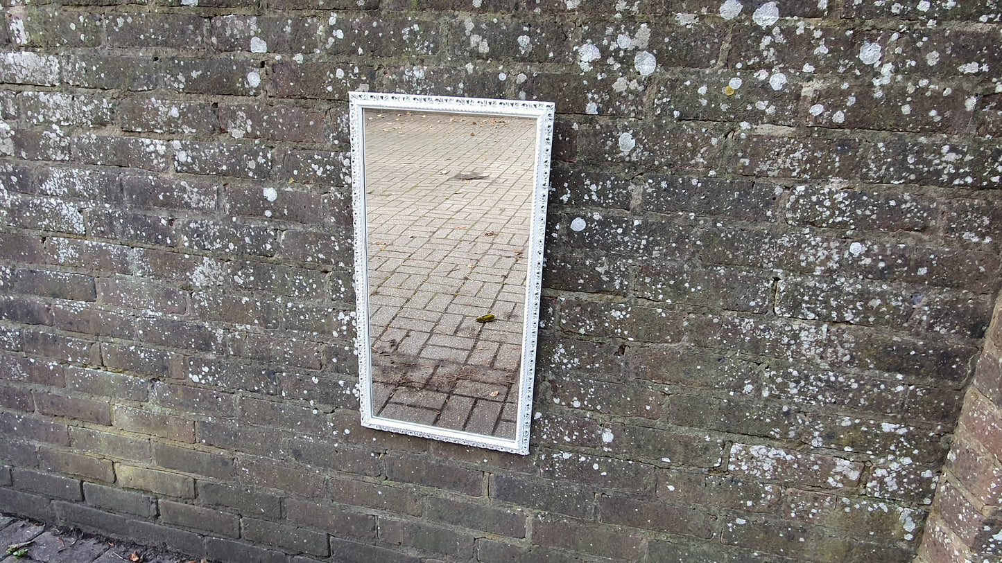 Vintage Pierced Painted Wall Mirror in Farrow and Ball Wimborne White.