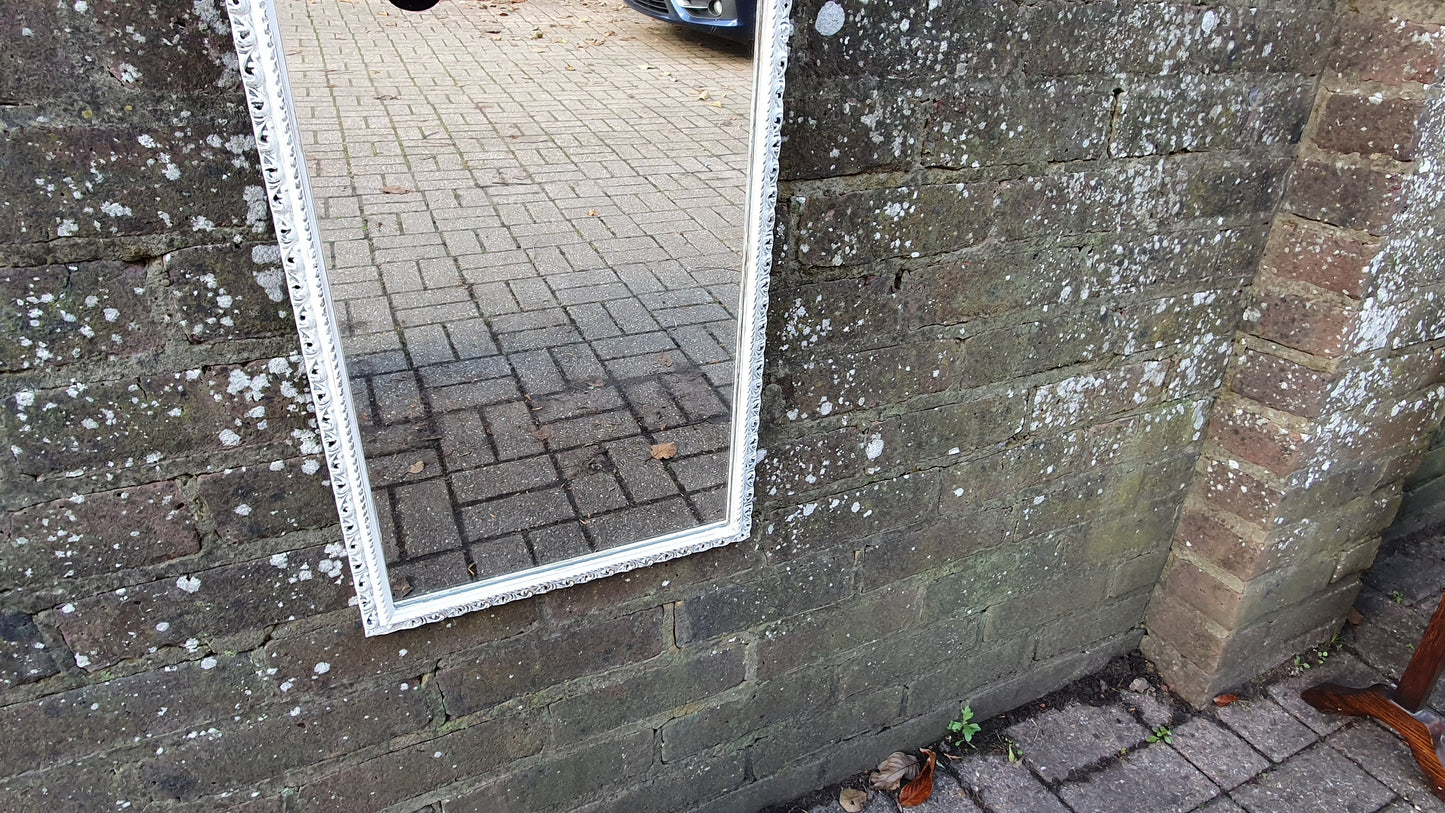 Vintage Pierced Painted Wall Mirror in Farrow and Ball Wimborne White.