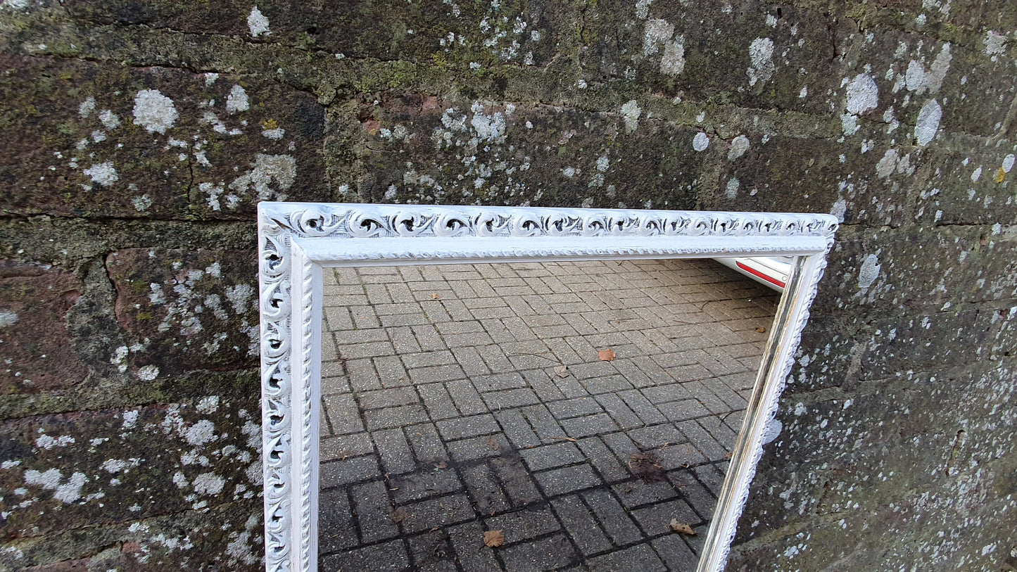 Vintage Pierced Painted Wall Mirror in Farrow and Ball Wimborne White.