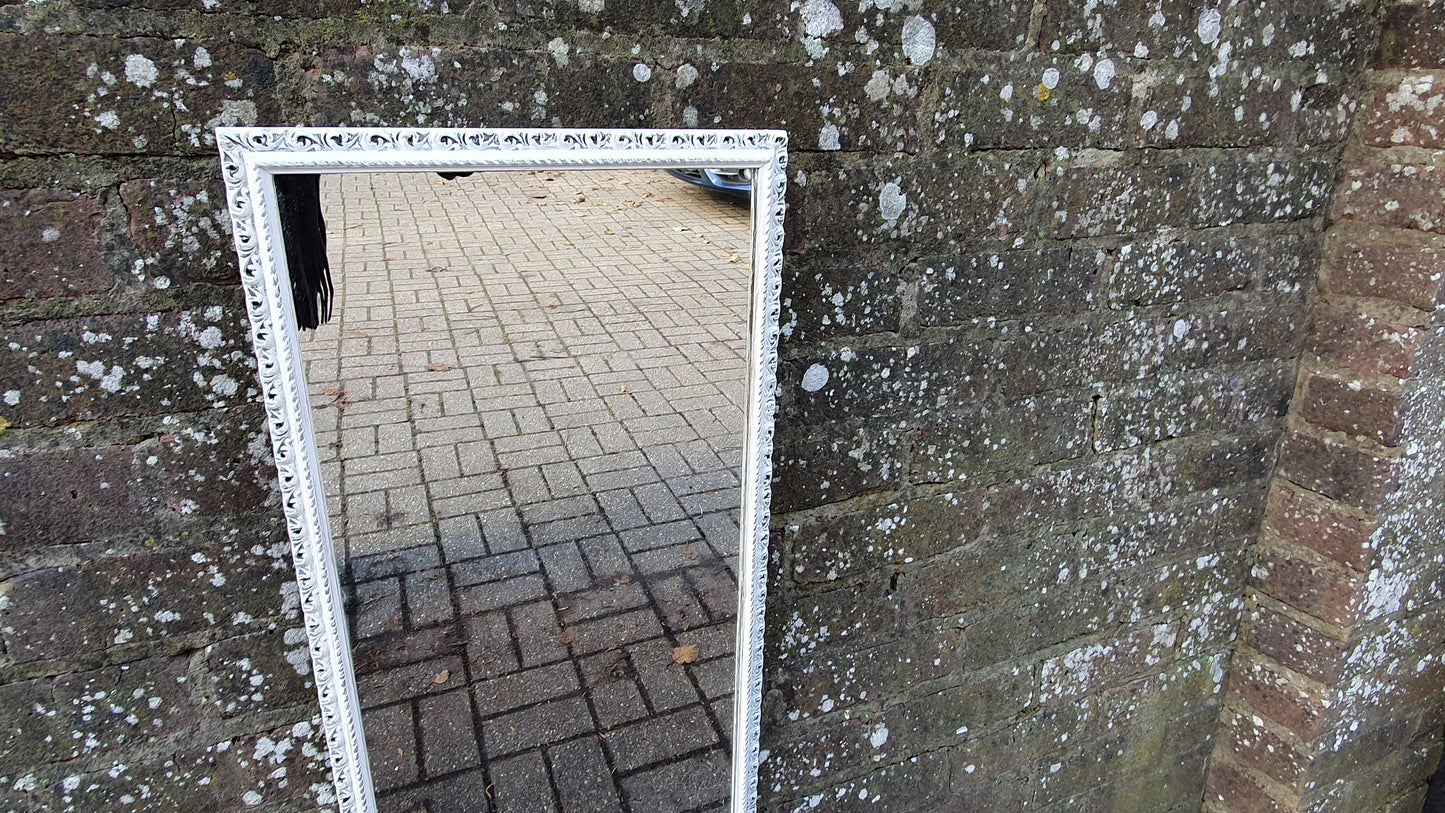 Vintage Pierced Painted Wall Mirror in Farrow and Ball Wimborne White.