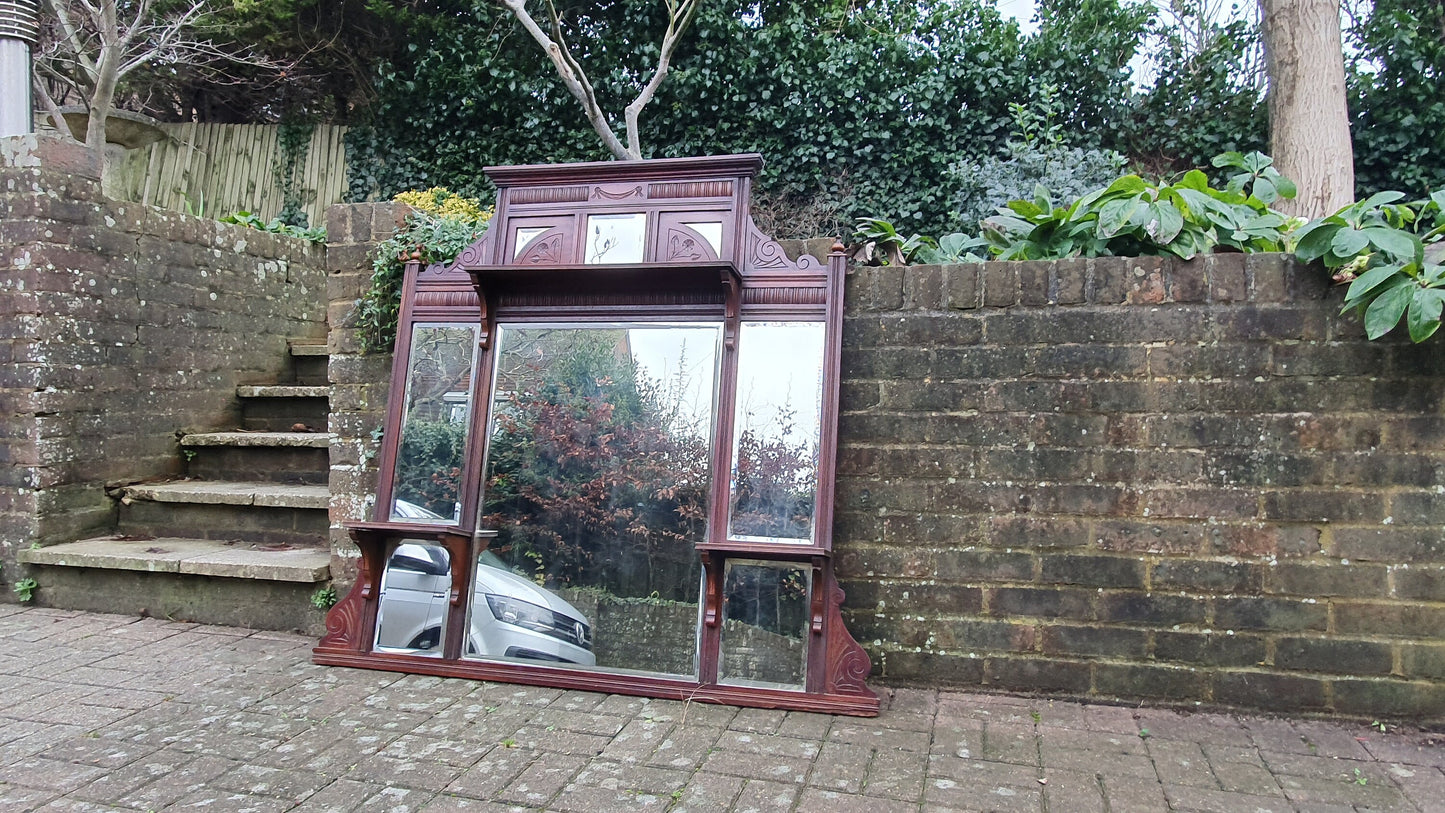Huge Victorian Mahogany Over Mantel Mantle Mirror Fireplace 125 x 136 cm 8 Different Mirrors