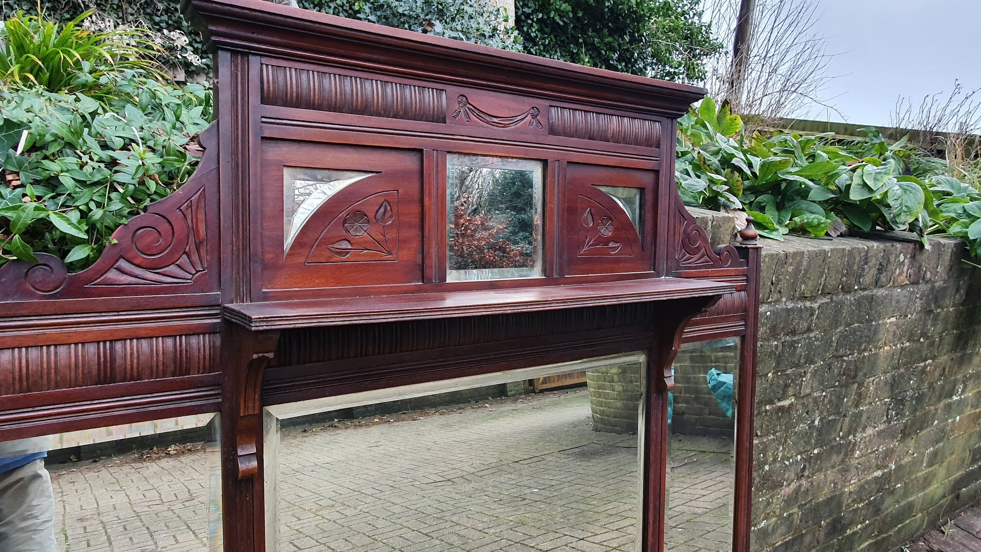 Huge Victorian Mahogany Over Mantel Mantle Mirror Fireplace 125 x 136 cm 8 Different Mirrors