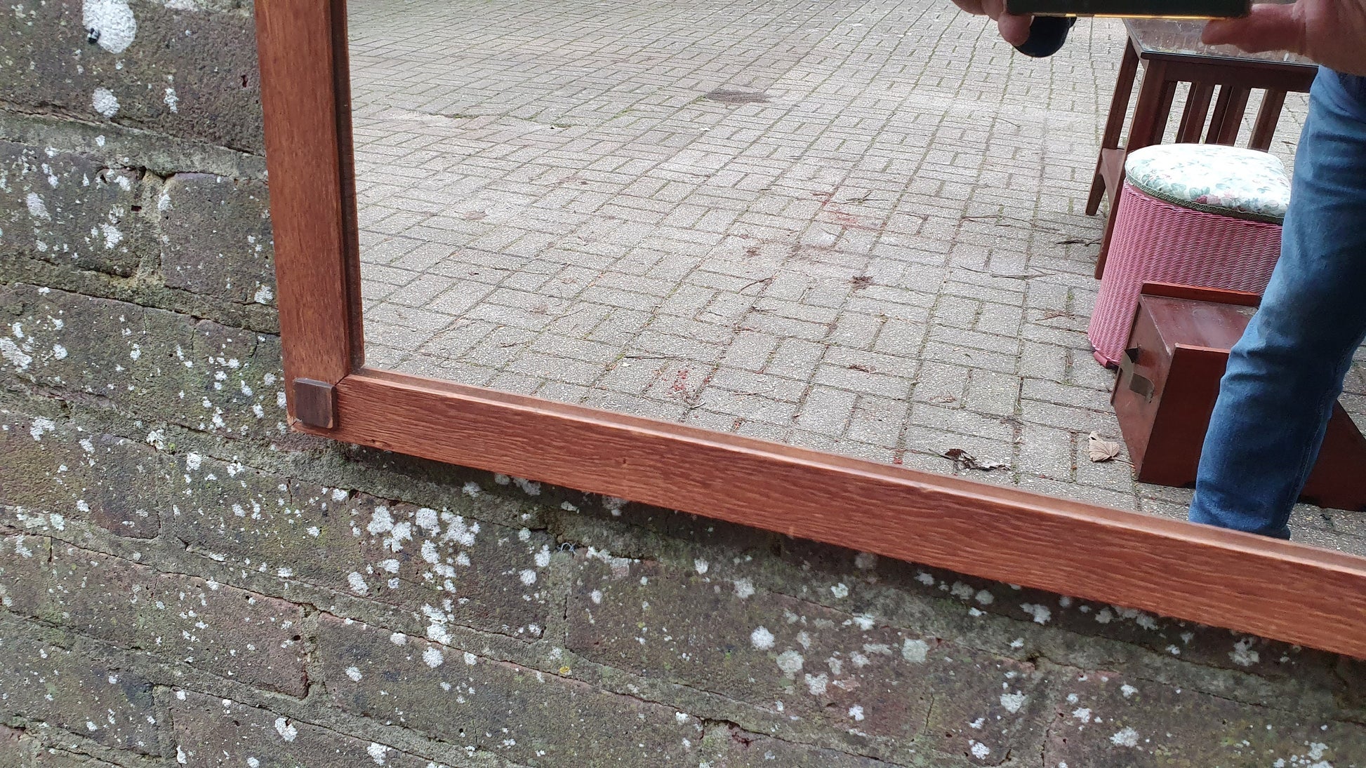 Vintage Oak Wall Mirror Bevelled Glass.
