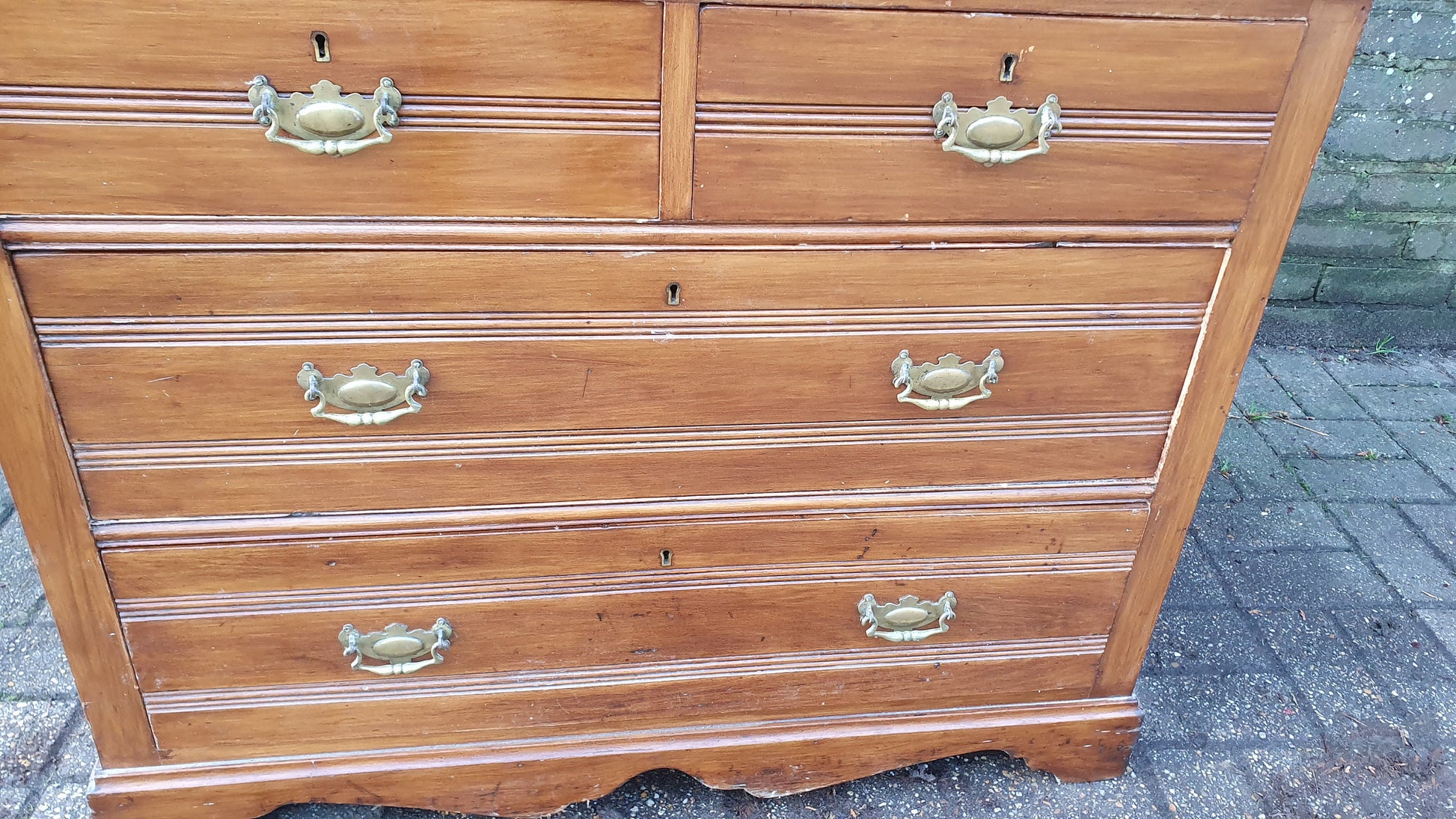 Vintage Edwardian Grand Dressing Table Satin Wood Walnut Drawers Mirror