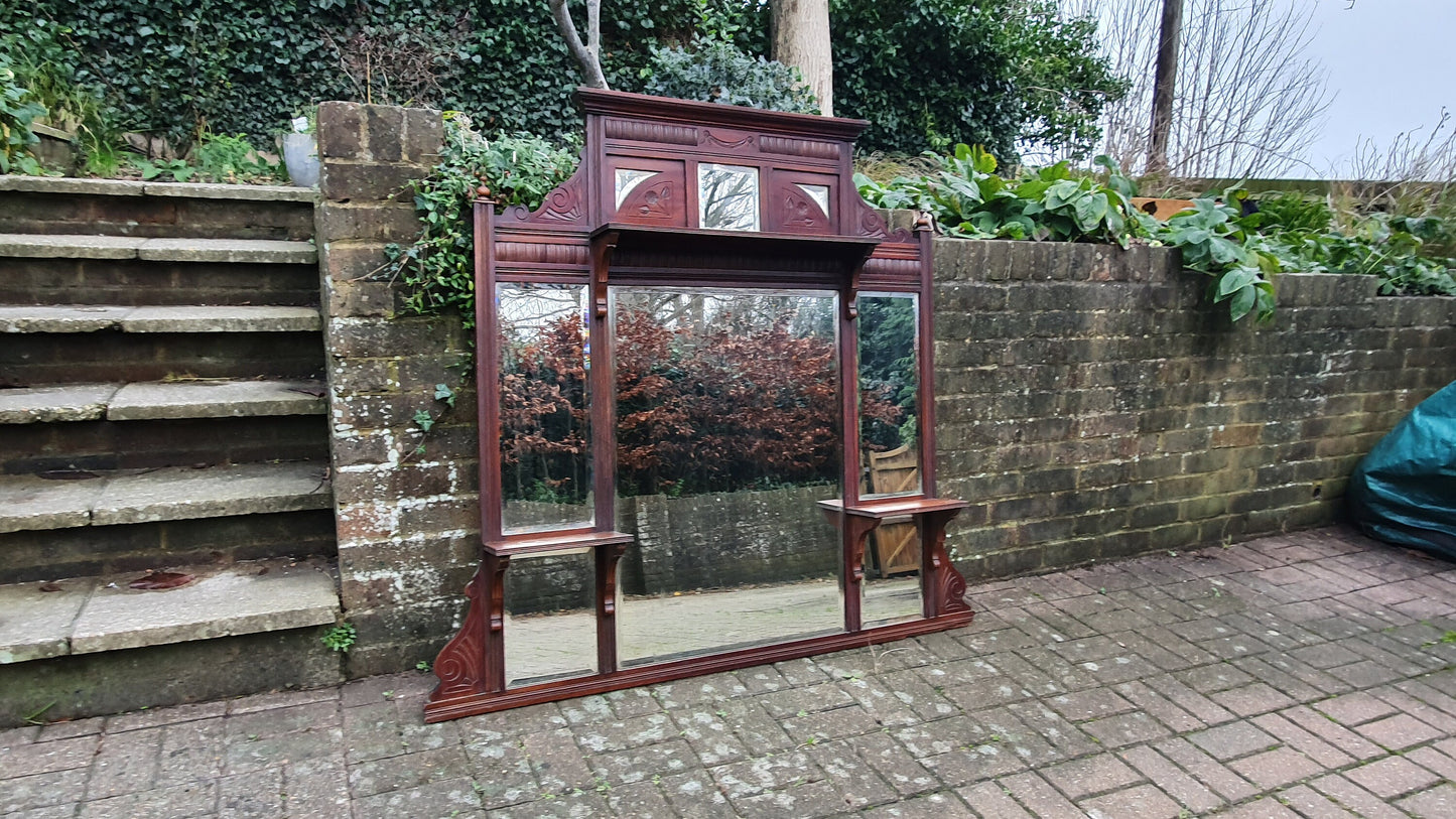 Huge Victorian Mahogany Over Mantel Mantle Mirror Fireplace 125 x 136 cm 8 Different Mirrors