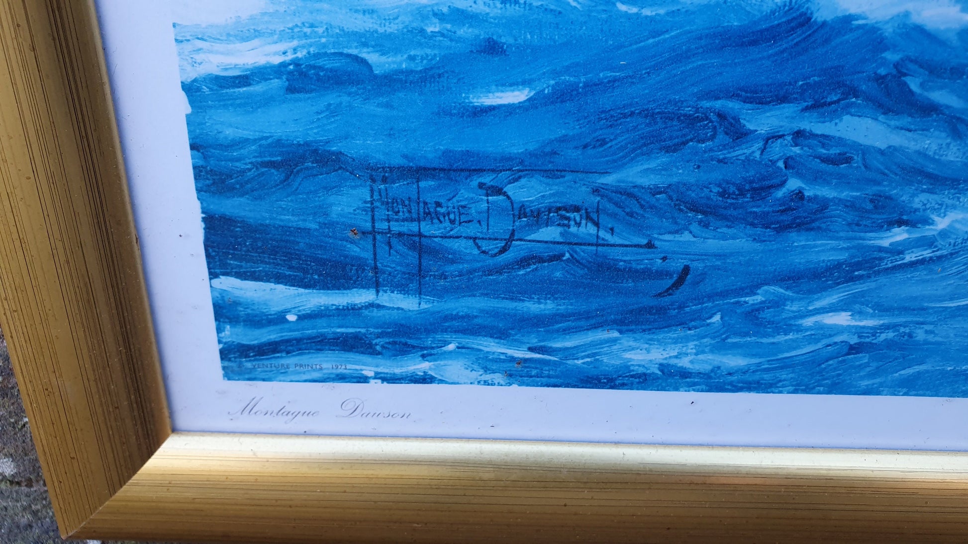 Large Vintage Print of Ship Up Channel, The Lahloo Print by Montague Dawson c1973.