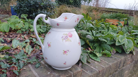 Vintage 1920’s Ewer Huge Jug From Jug and Basin Set Floral Flower Still Life Decoration ‘Gloucester’ Large Vase.