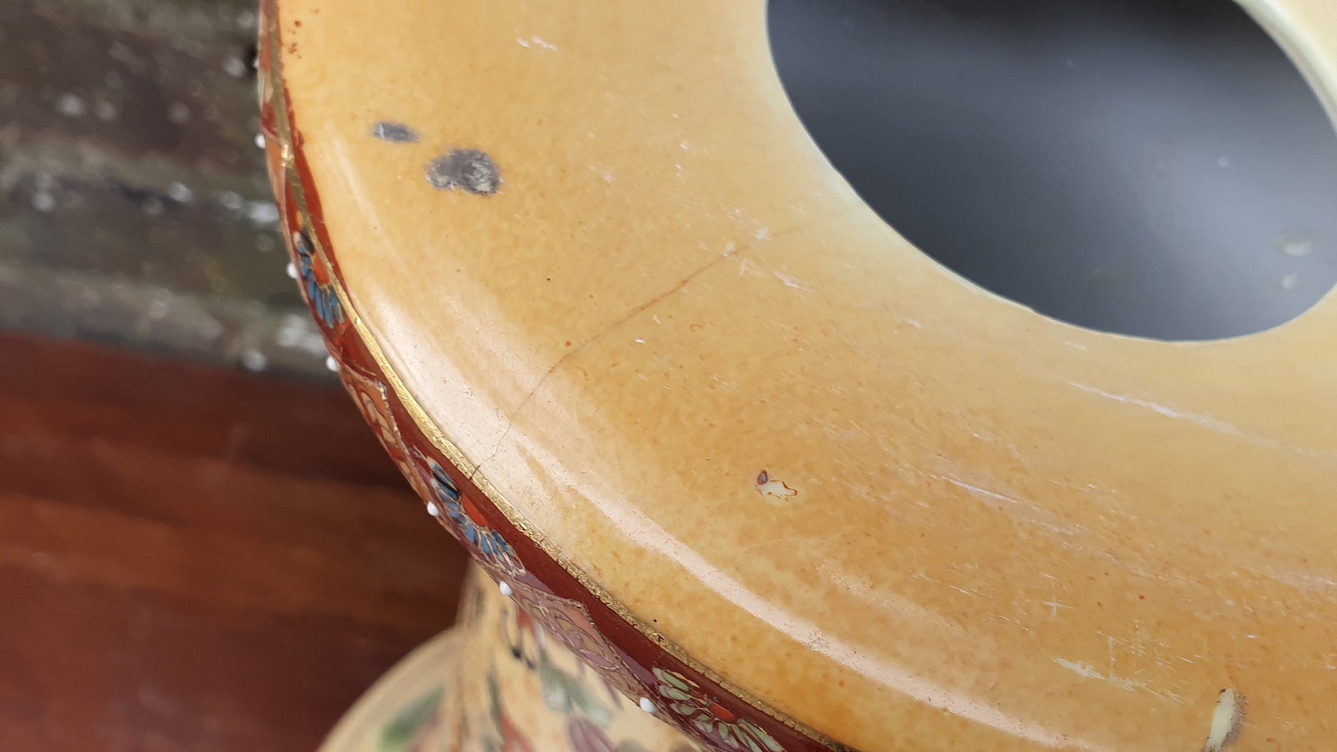Vintage Oriental Ceramic Chinese Plant Stand Decorative Column