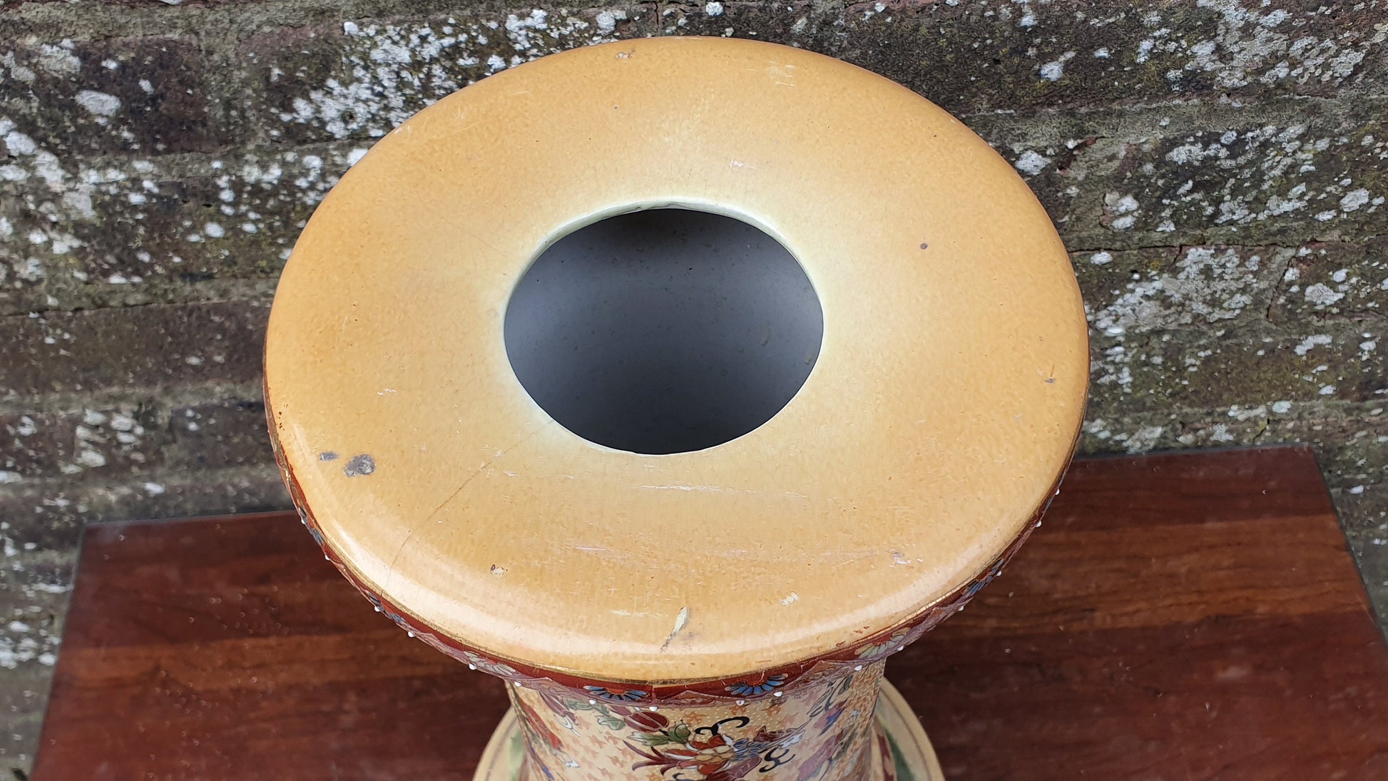 Vintage Oriental Ceramic Chinese Plant Stand Decorative Column