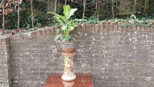 Vintage Oriental Ceramic Chinese Plant Stand Decorative Column