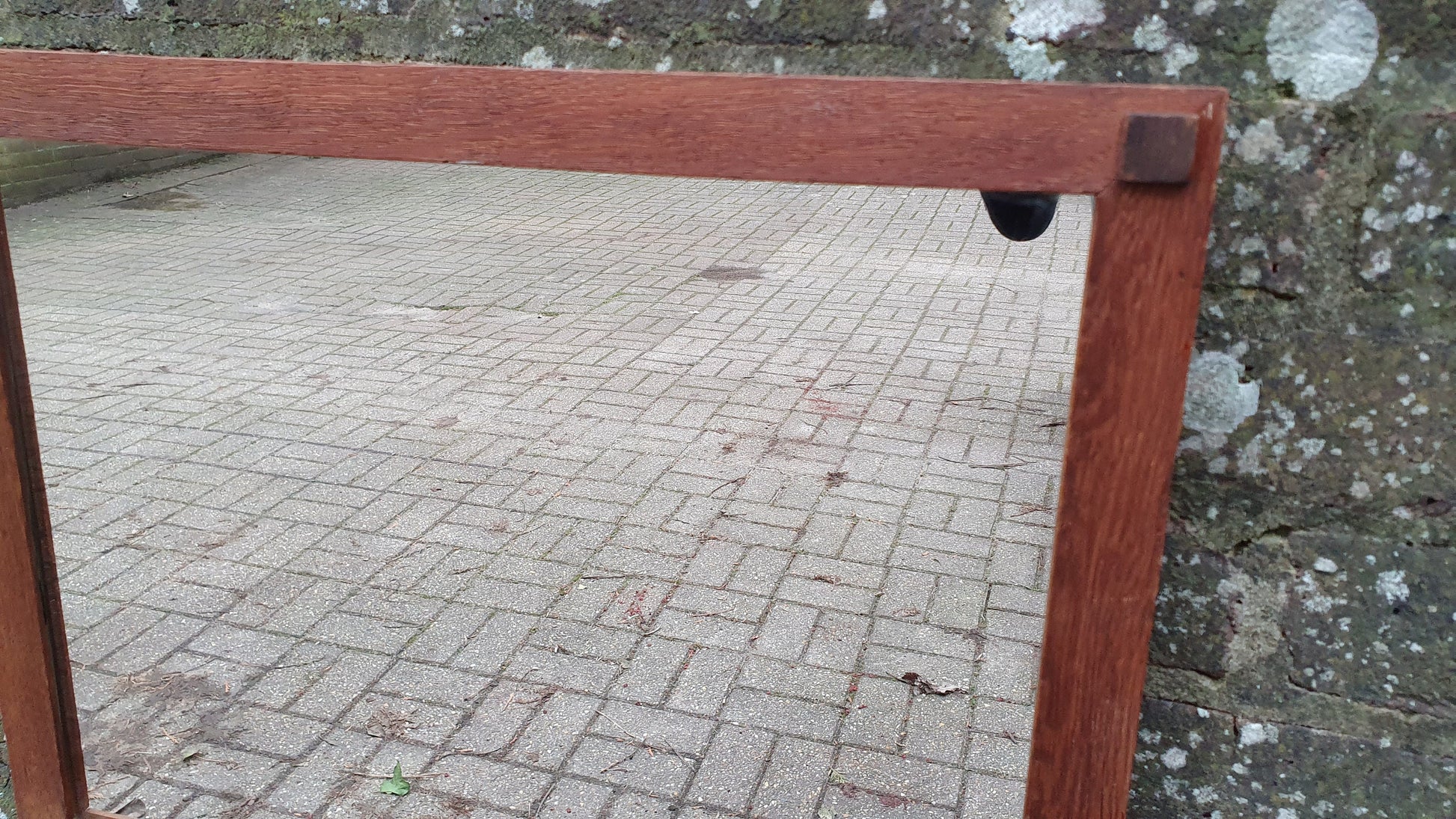 Vintage Oak Wall Mirror Bevelled Glass.