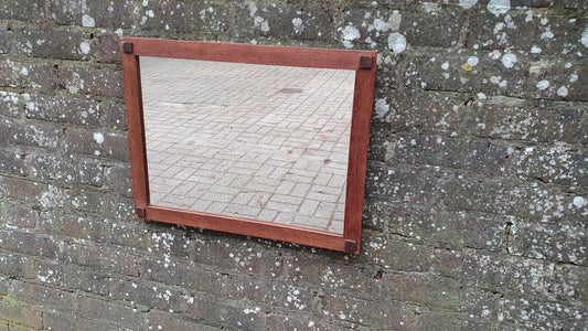 Vintage Oak Wall Mirror Bevelled Glass.