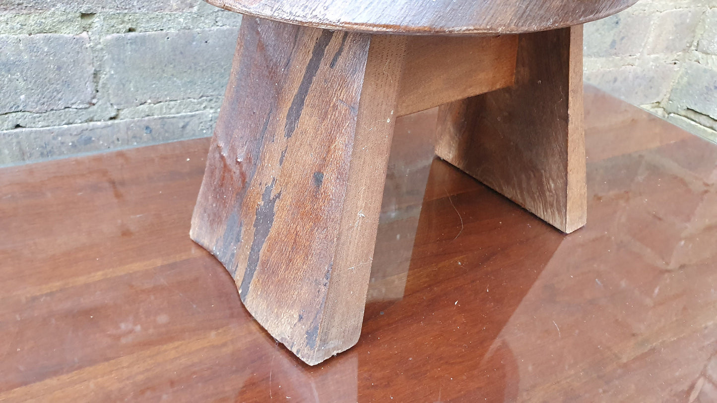 Rustic Chunky Vintage Log Yew Stool